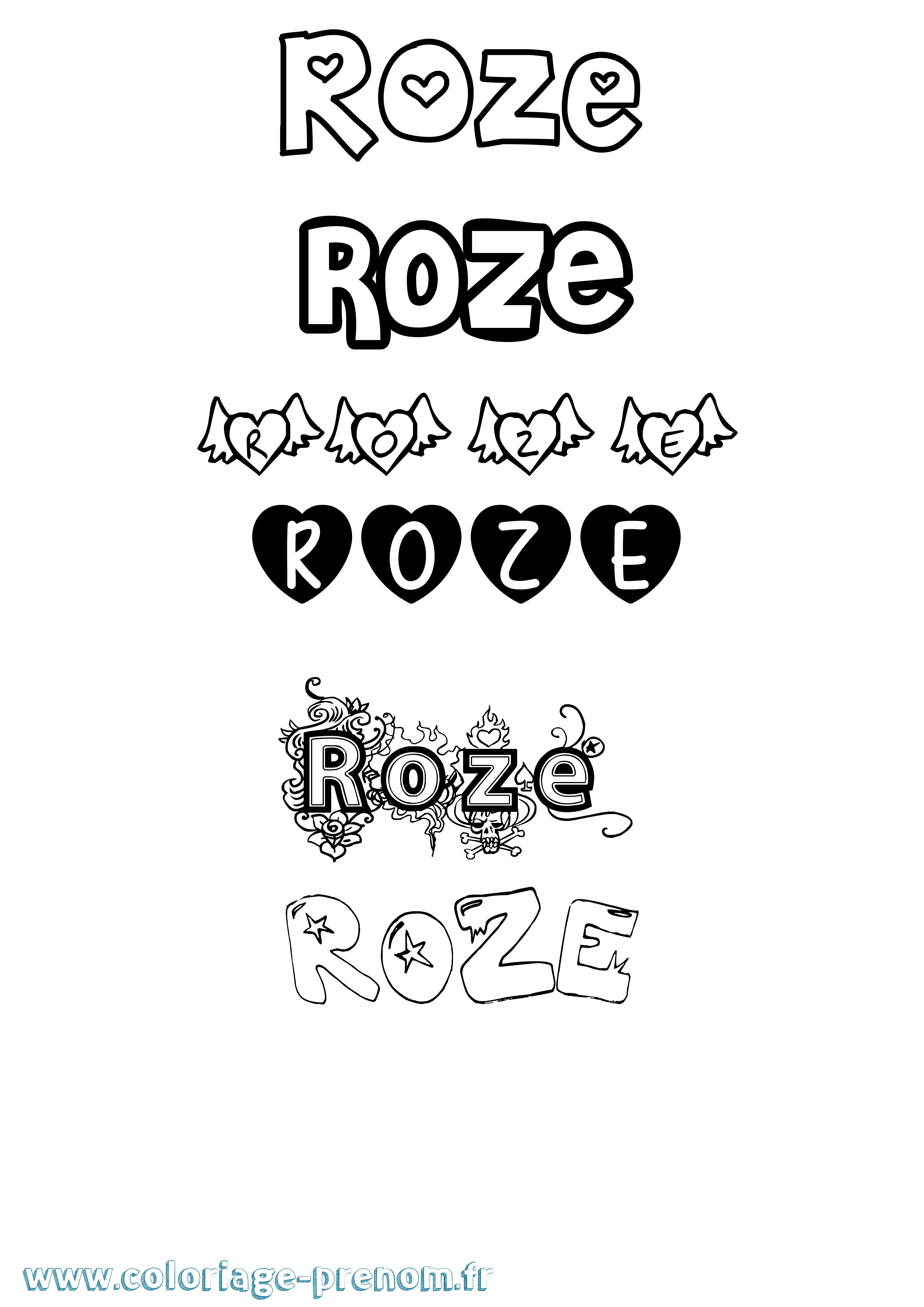 Coloriage Roze Girly Coloriage prénom Roze Girly