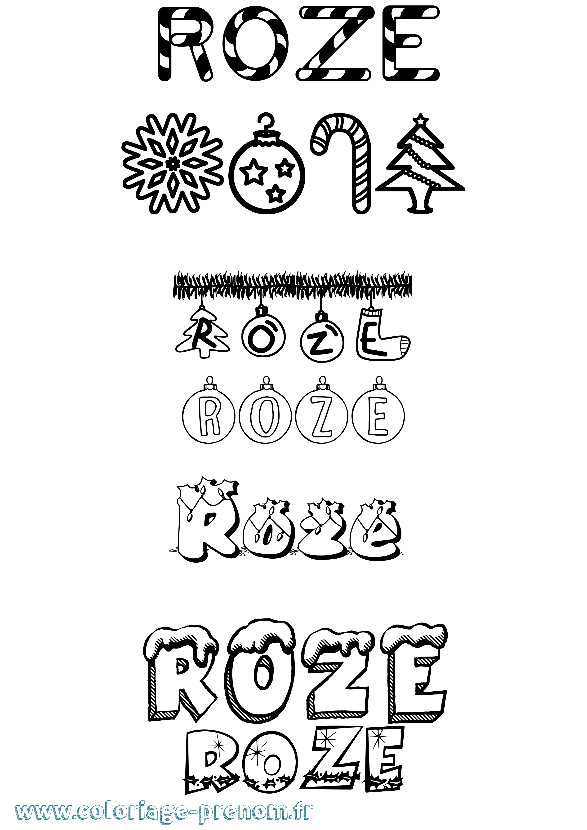 Coloriage Roze Noël Coloriage prénom Roze Noël