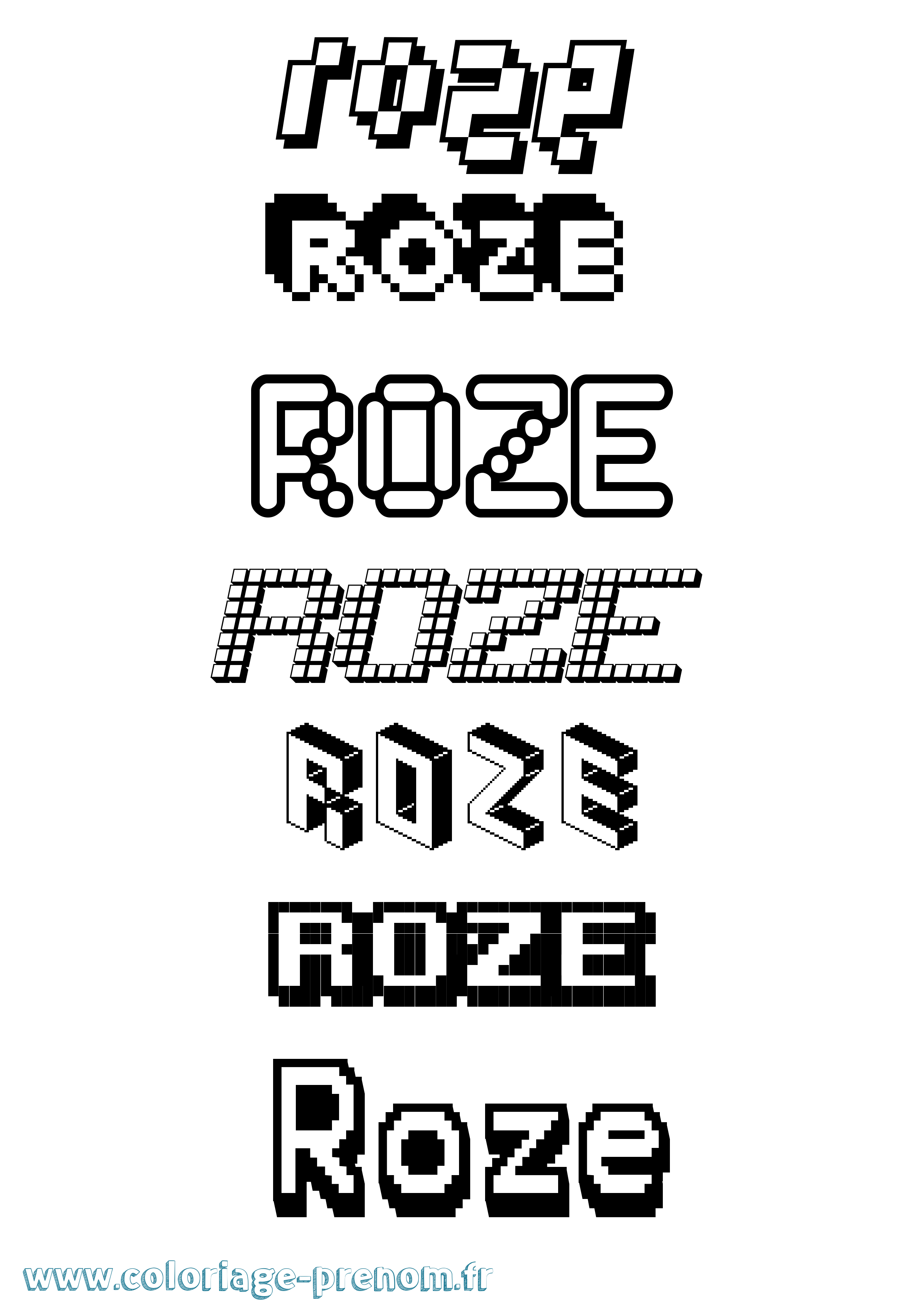 Coloriage Roze Pixel Coloriage prénom Roze Pixel