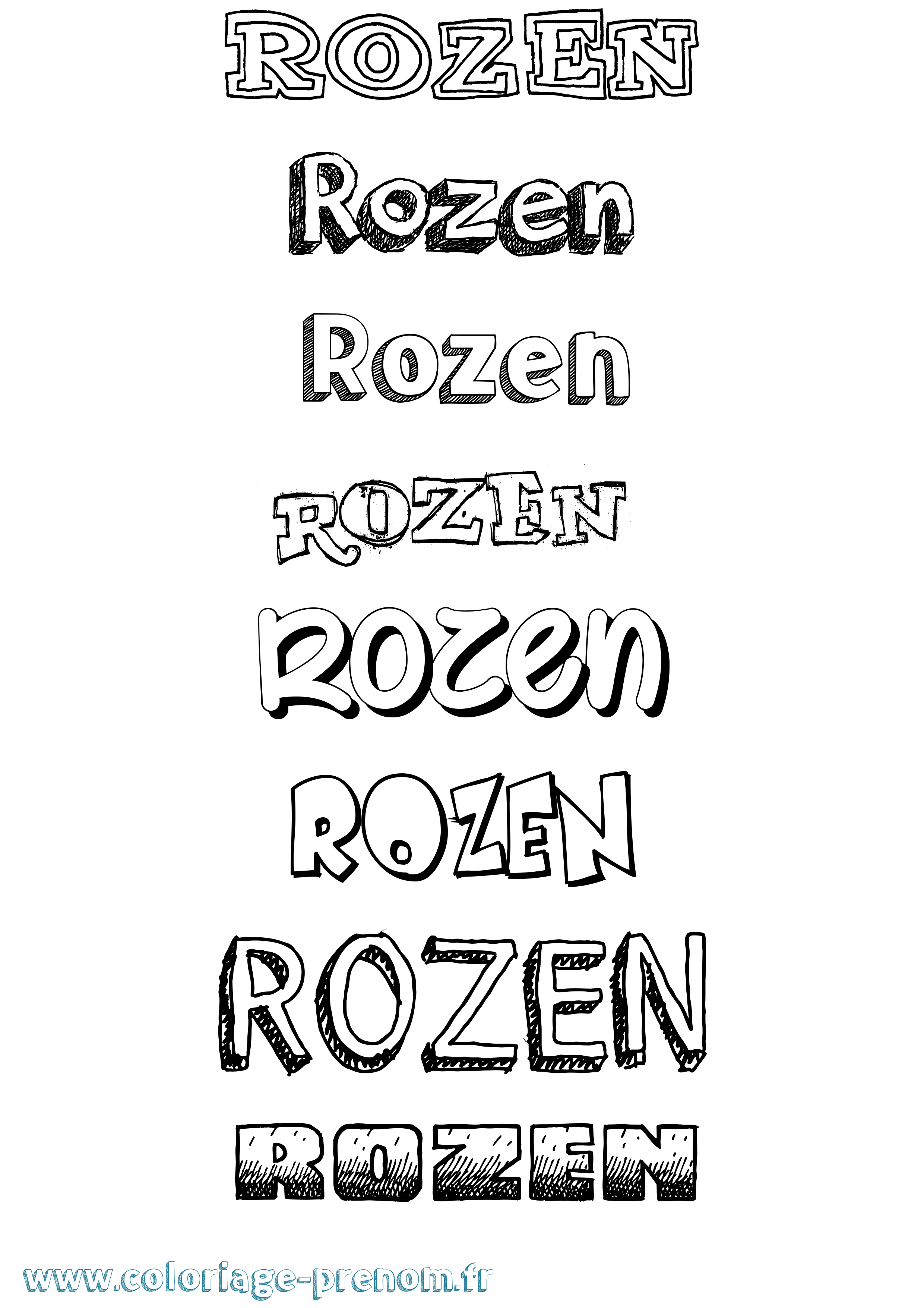 Coloriage Rozen Dessiné Coloriage prénom Rozen Dessiné