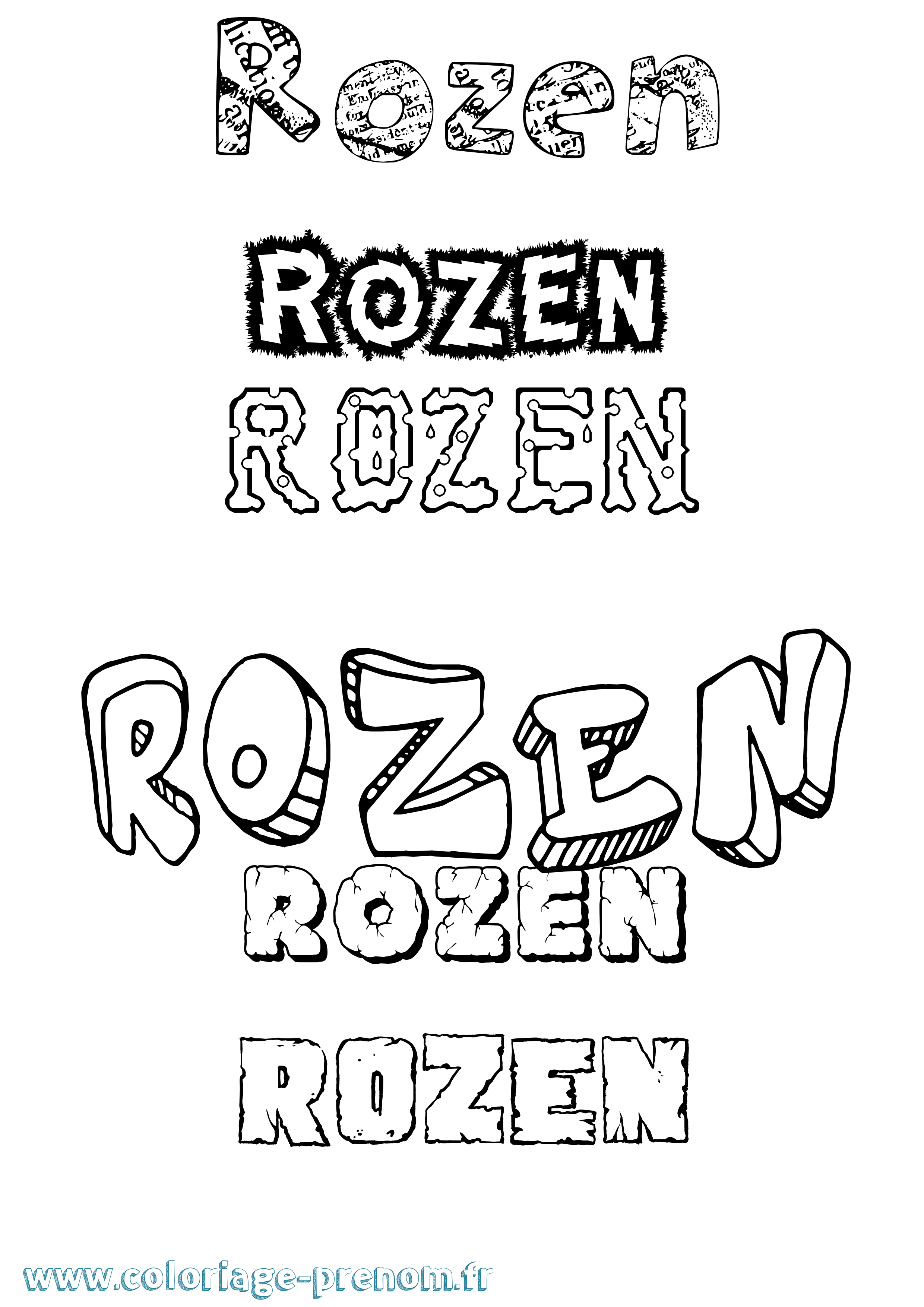 Coloriage Rozen Destructuré Coloriage prénom Rozen Destructuré