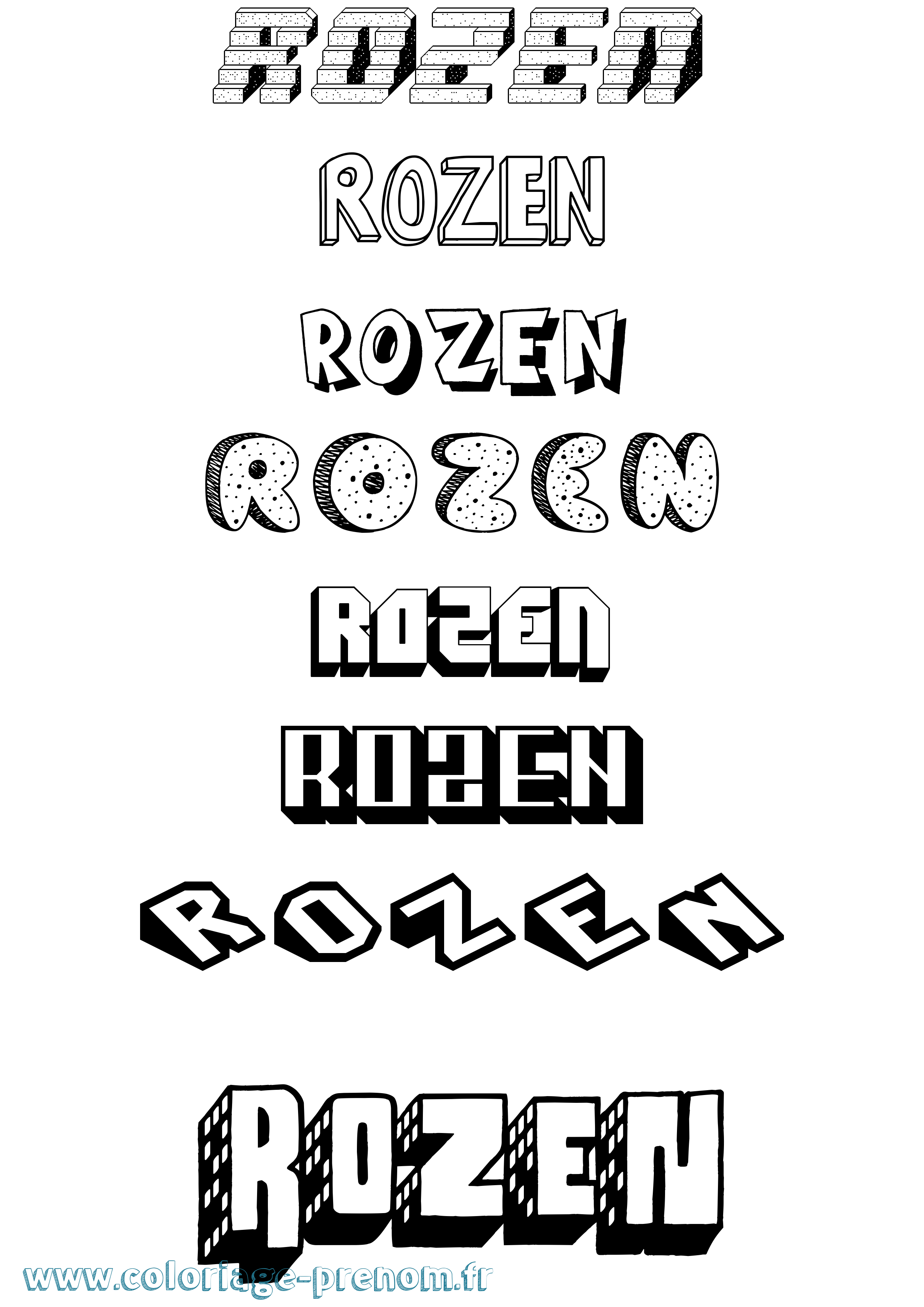 Coloriage Rozen Effet 3D Coloriage prénom Rozen Effet 3D