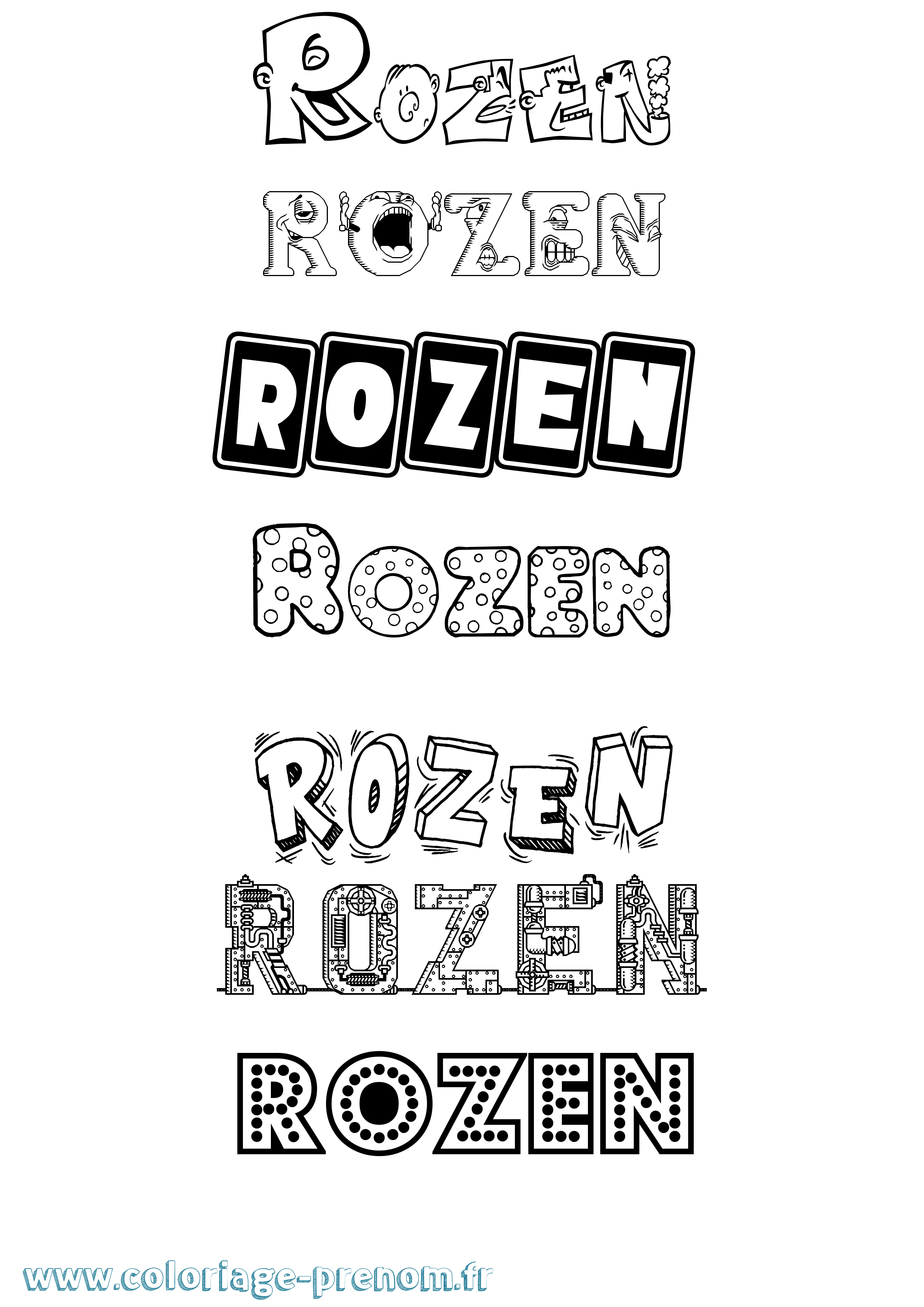 Coloriage Rozen Fun Coloriage prénom Rozen Fun
