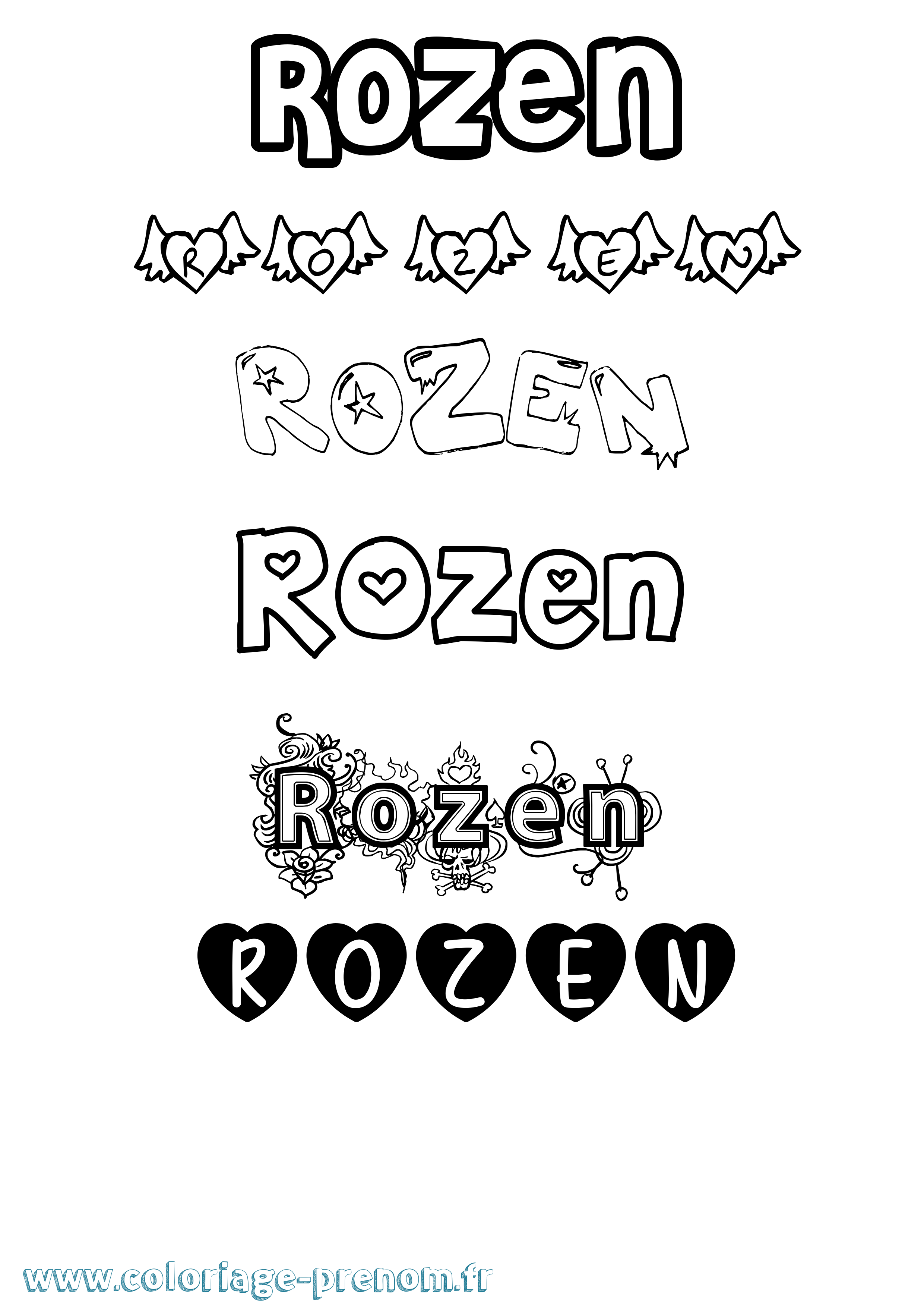 Coloriage Rozen Girly Coloriage prénom Rozen Girly