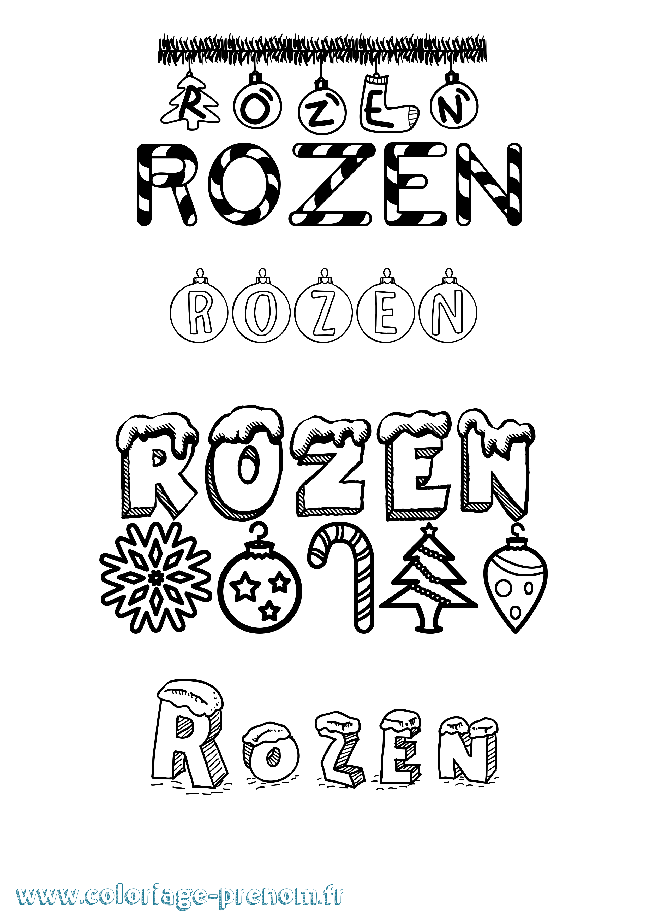 Coloriage Rozen Noël Coloriage prénom Rozen Noël