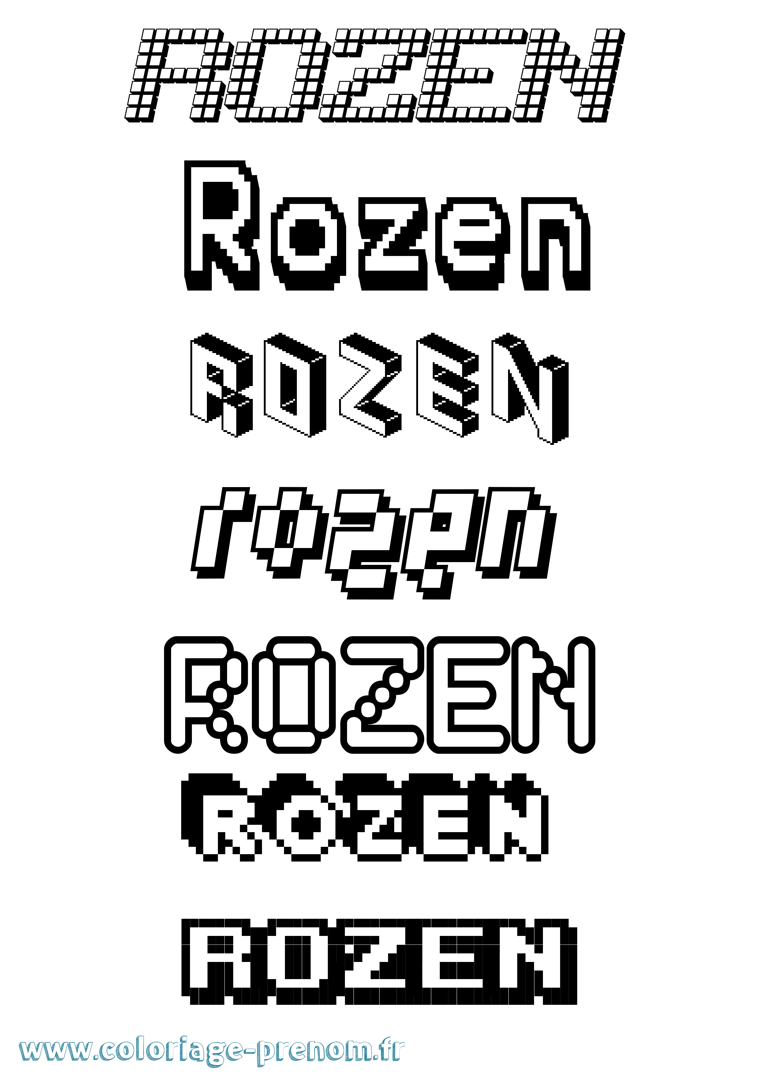 Coloriage Rozen Pixel Coloriage prénom Rozen Pixel