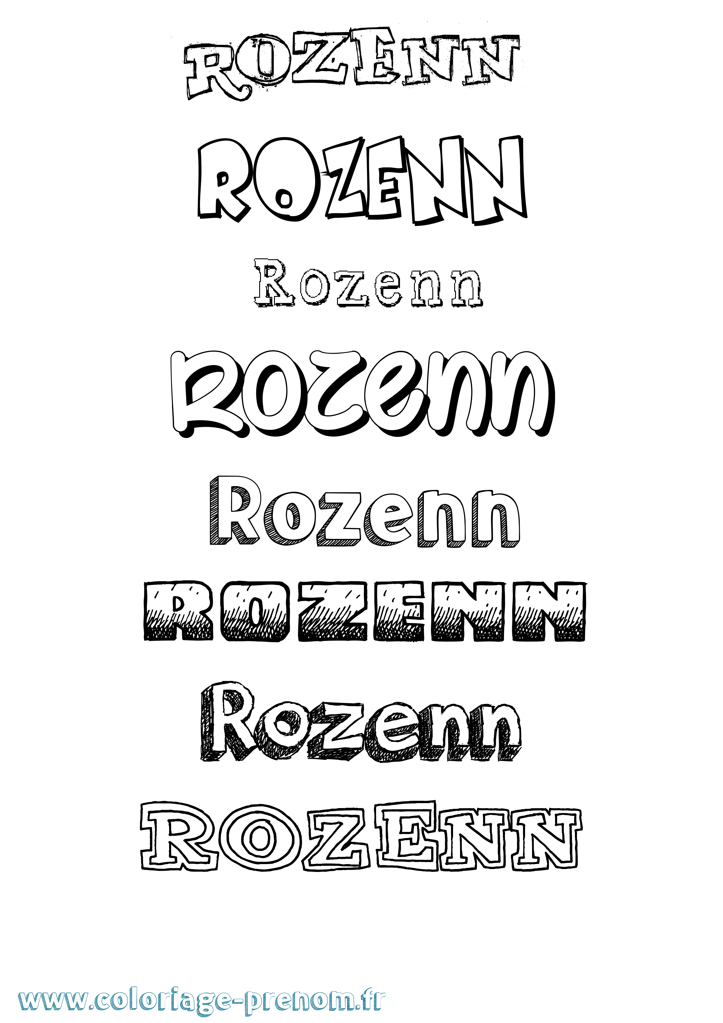 Coloriage Rozenn Dessiné Coloriage prénom Rozenn Dessiné