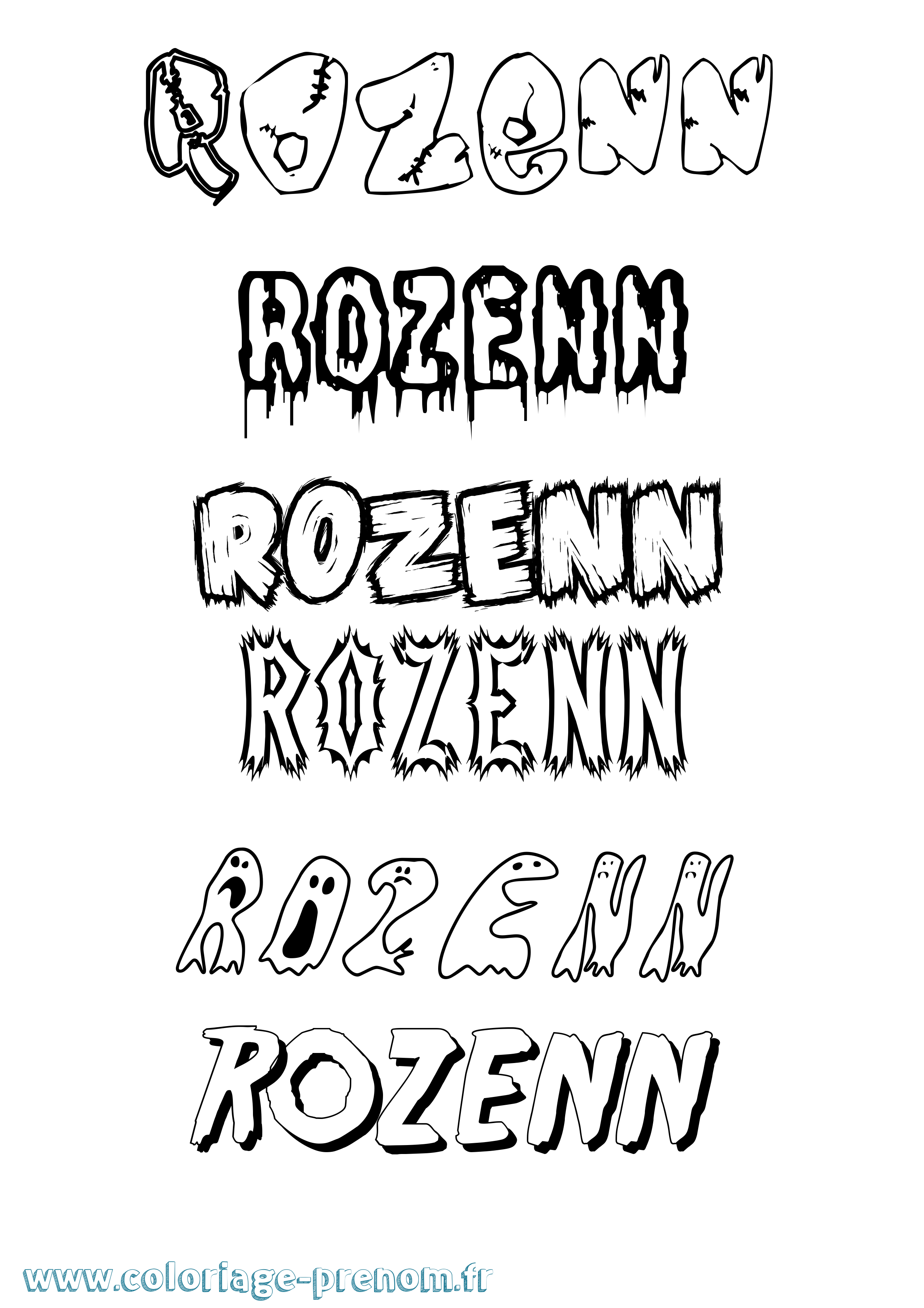 Coloriage Rozenn Frisson Coloriage prénom Rozenn Frisson