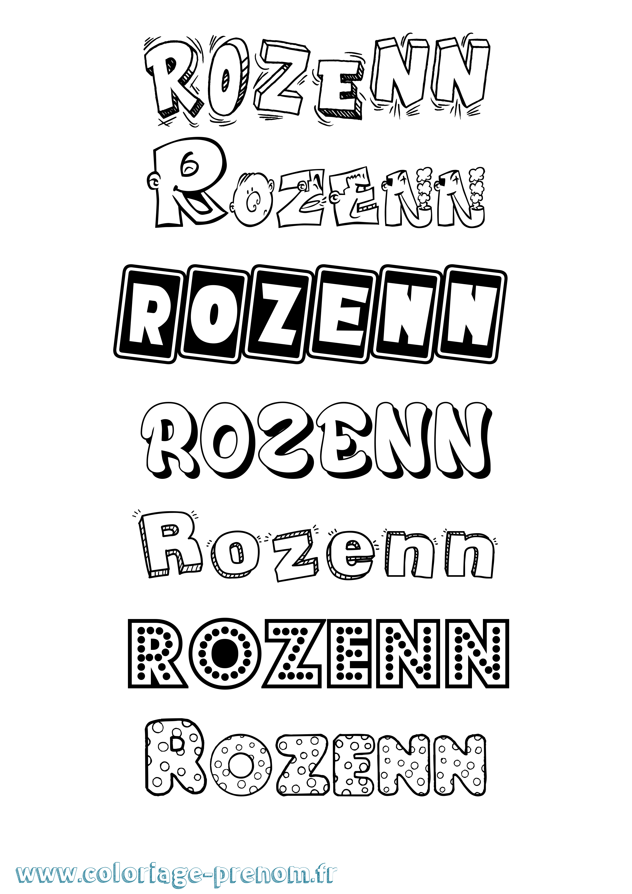 Coloriage Rozenn Fun Coloriage prénom Rozenn Fun