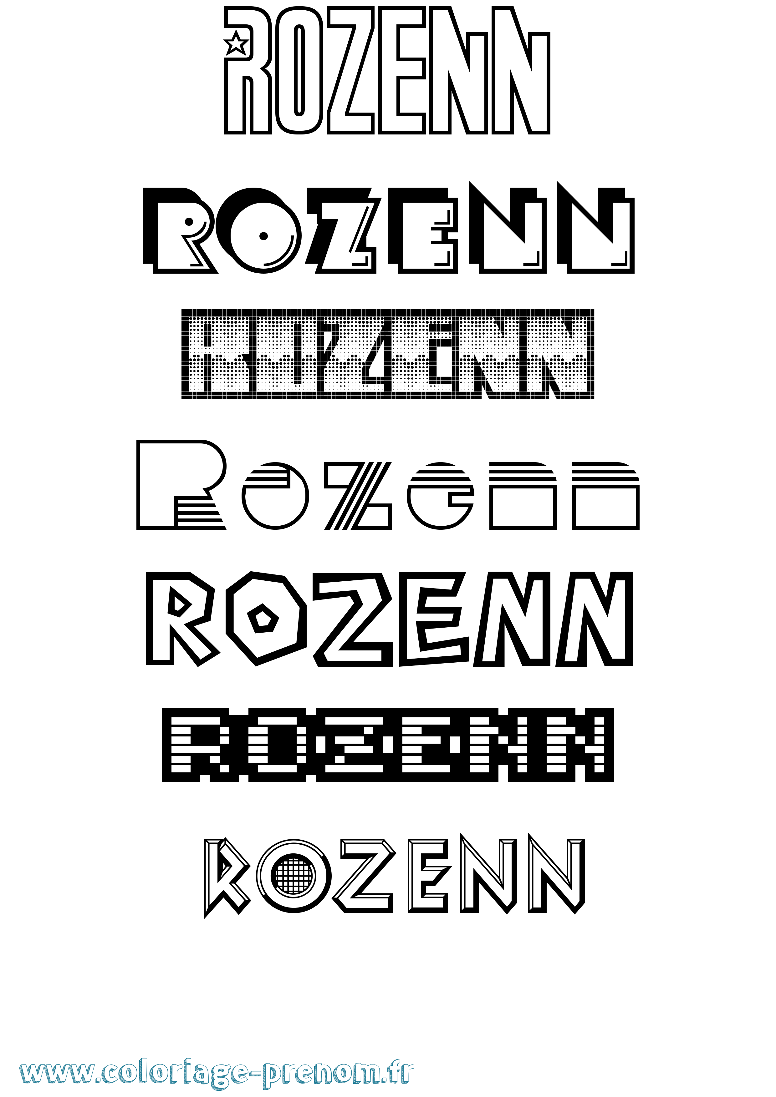 Coloriage Rozenn Jeux Vidéos Coloriage prénom Rozenn Jeux Vidéos