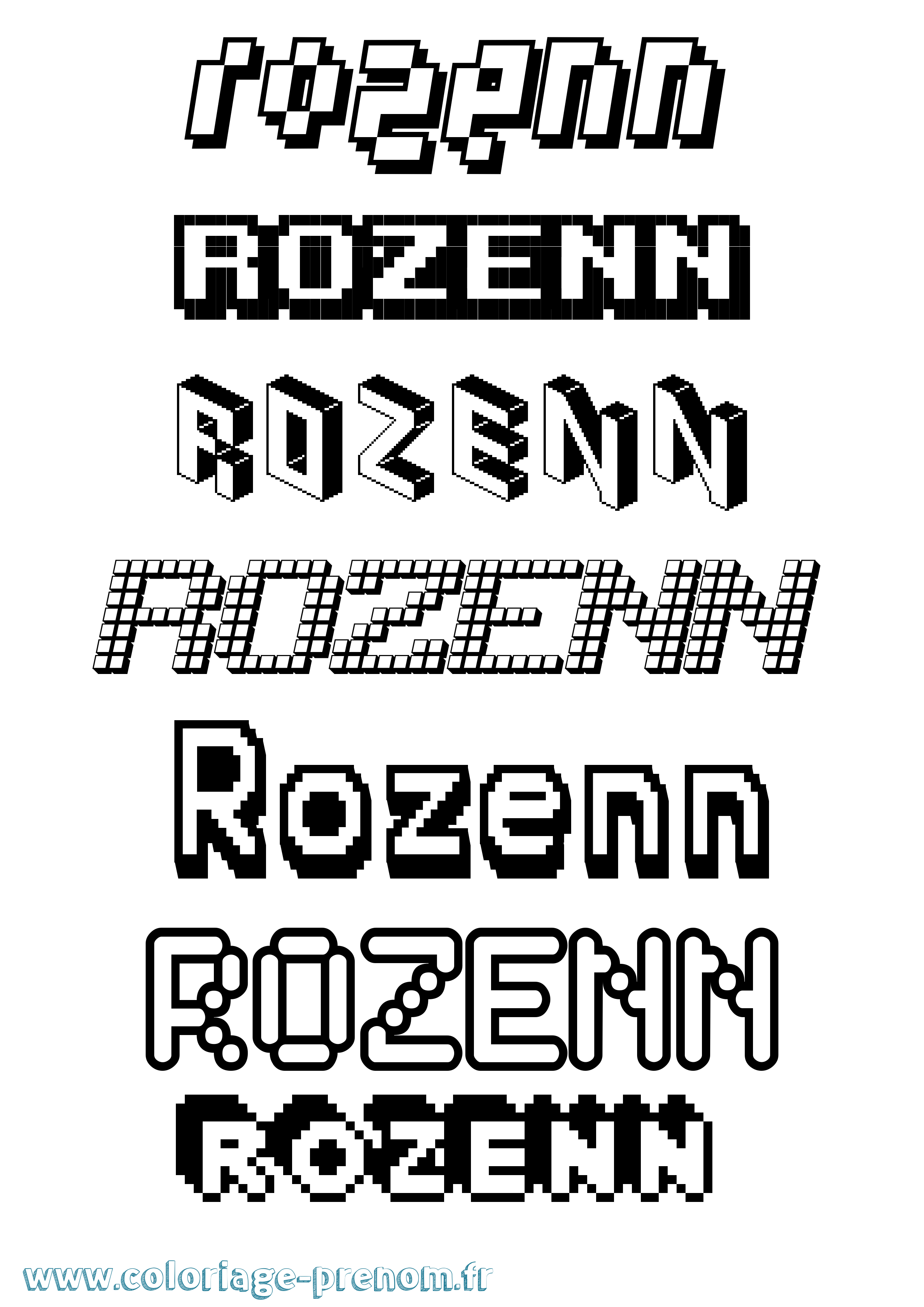 Coloriage Rozenn Pixel Coloriage prénom Rozenn Pixel