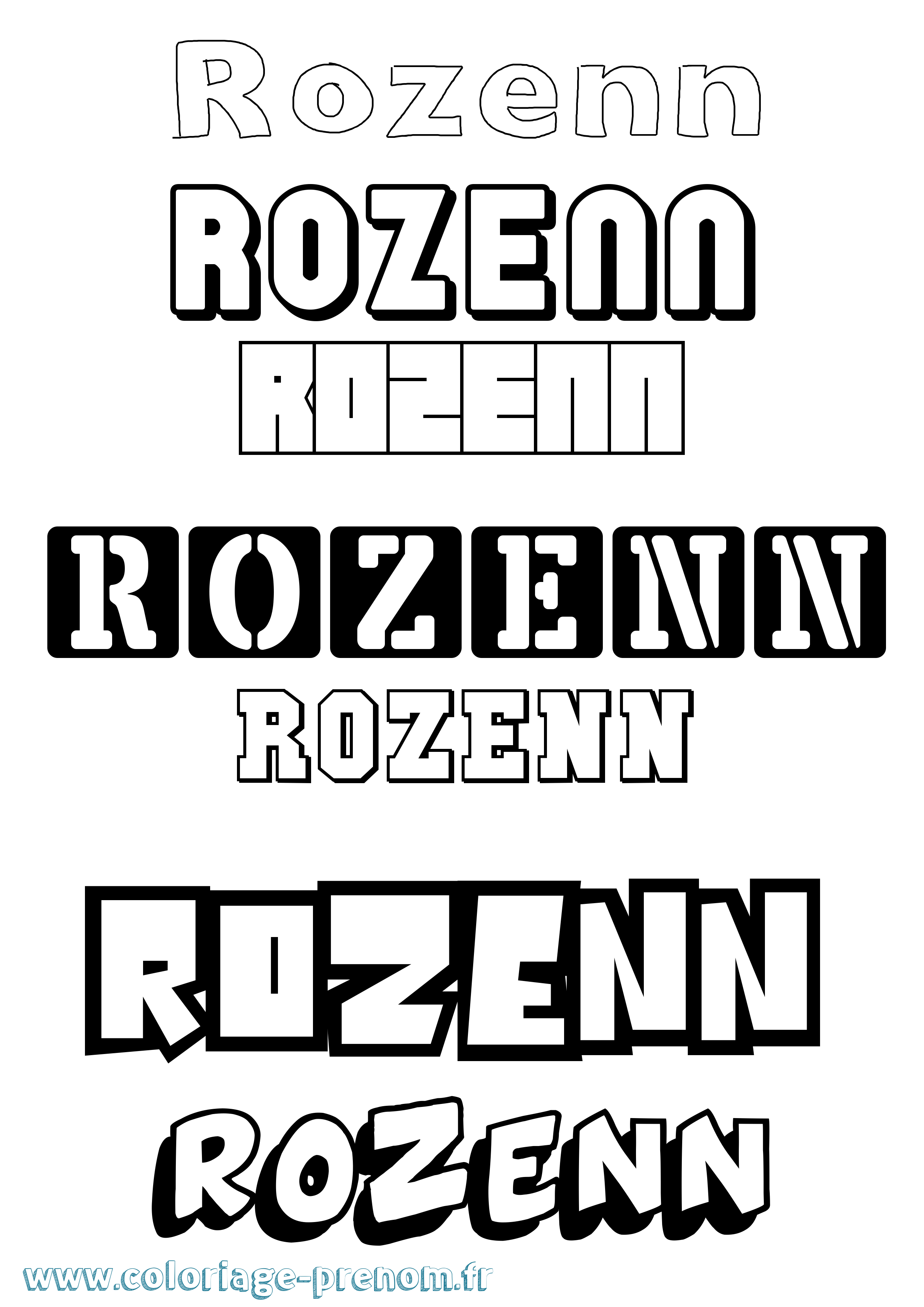 Coloriage Rozenn Simple Coloriage prénom Rozenn Simple