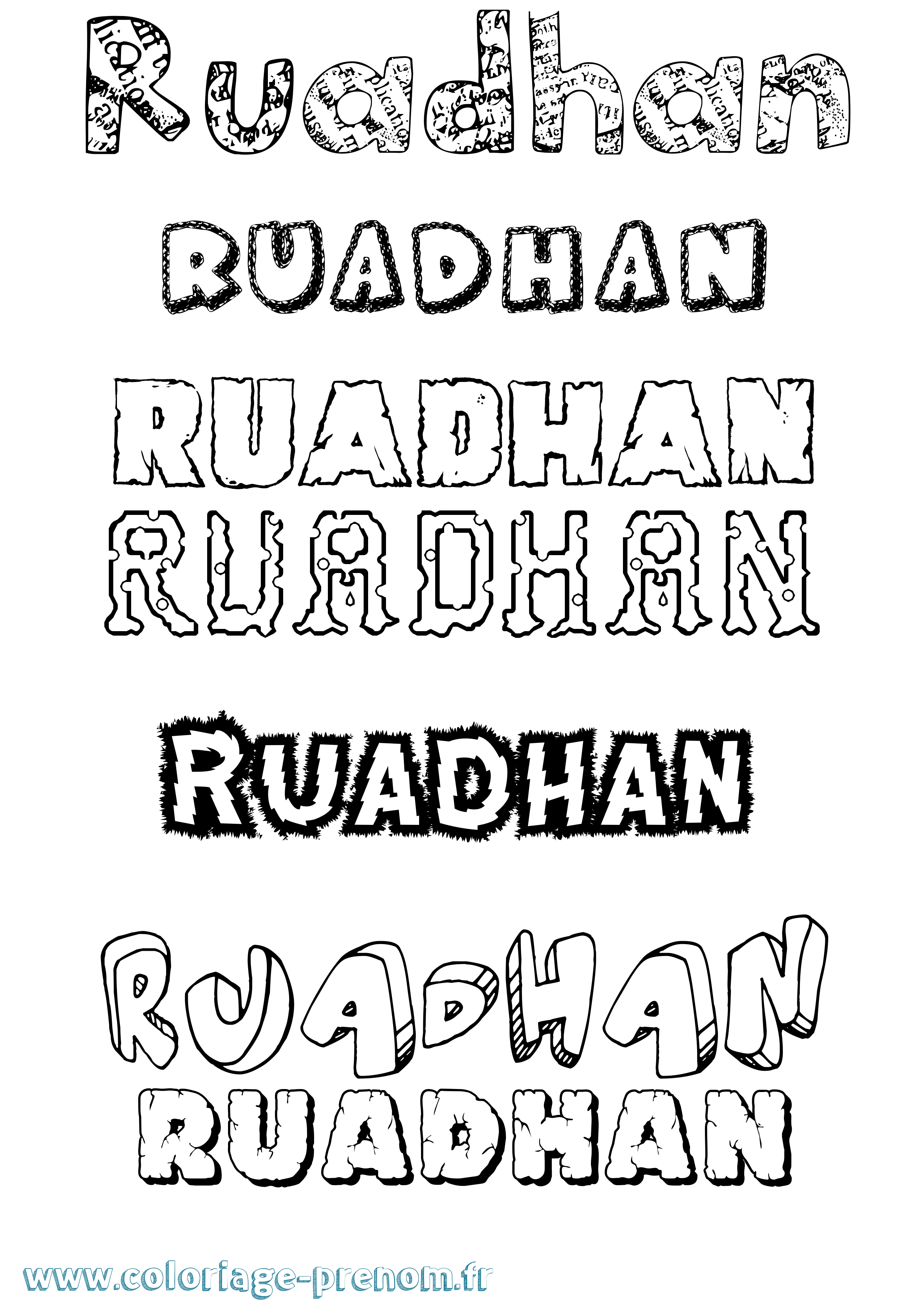 Coloriage Ruadhán Destructuré Coloriage prénom Ruadhán Destructuré