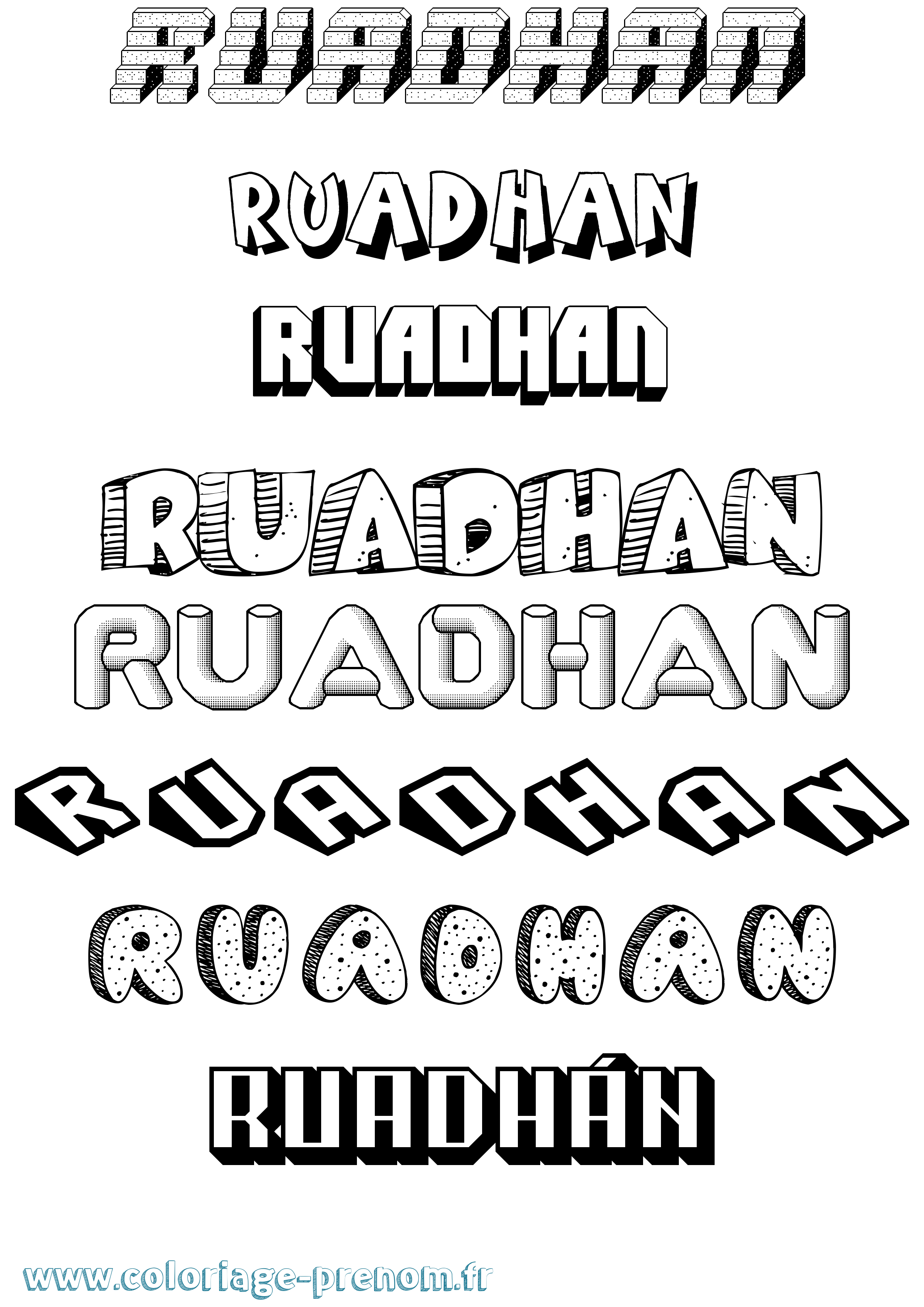 Coloriage Ruadhán Effet 3D Coloriage prénom Ruadhán Effet 3D