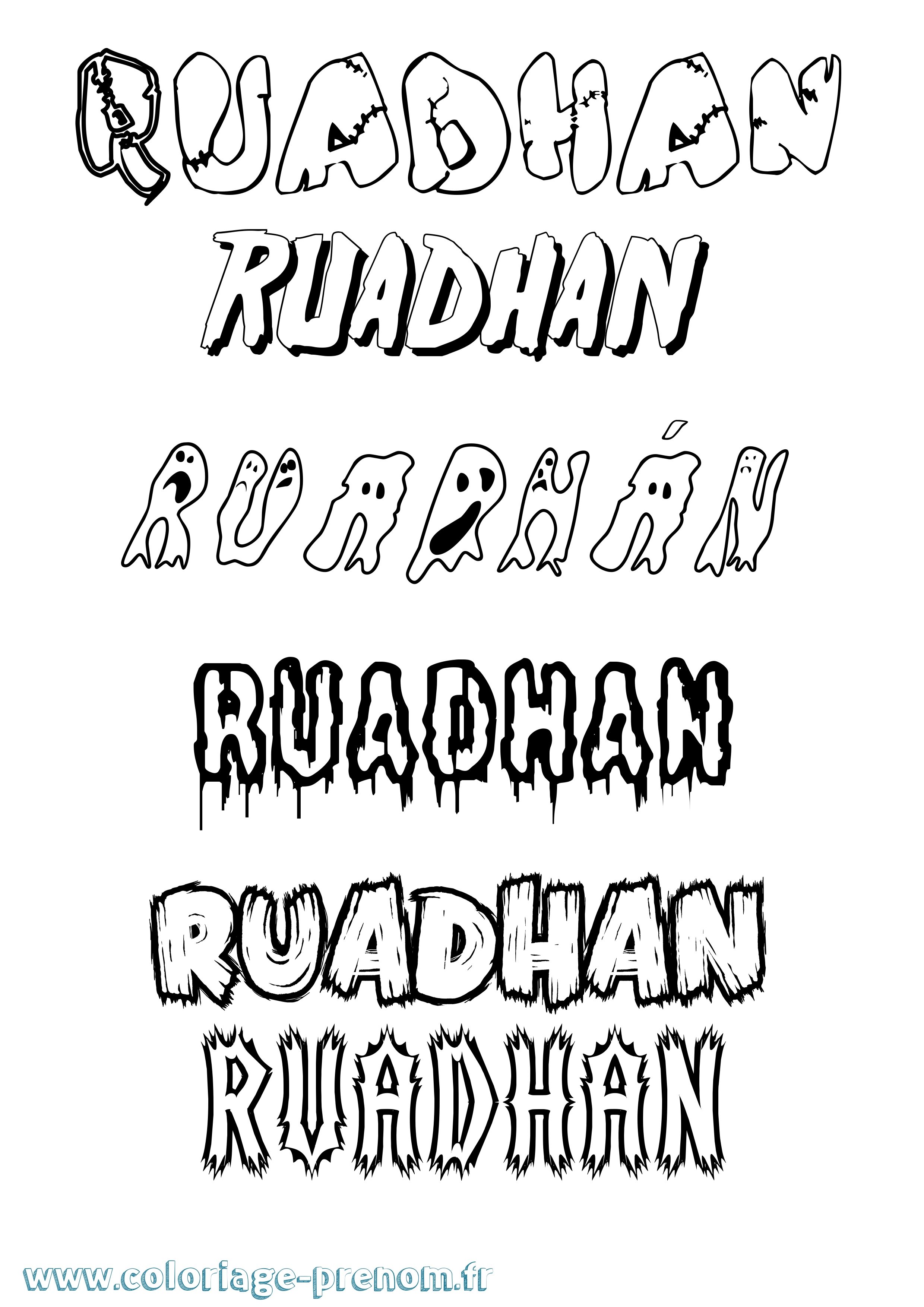 Coloriage Ruadhán Frisson Coloriage prénom Ruadhán Frisson