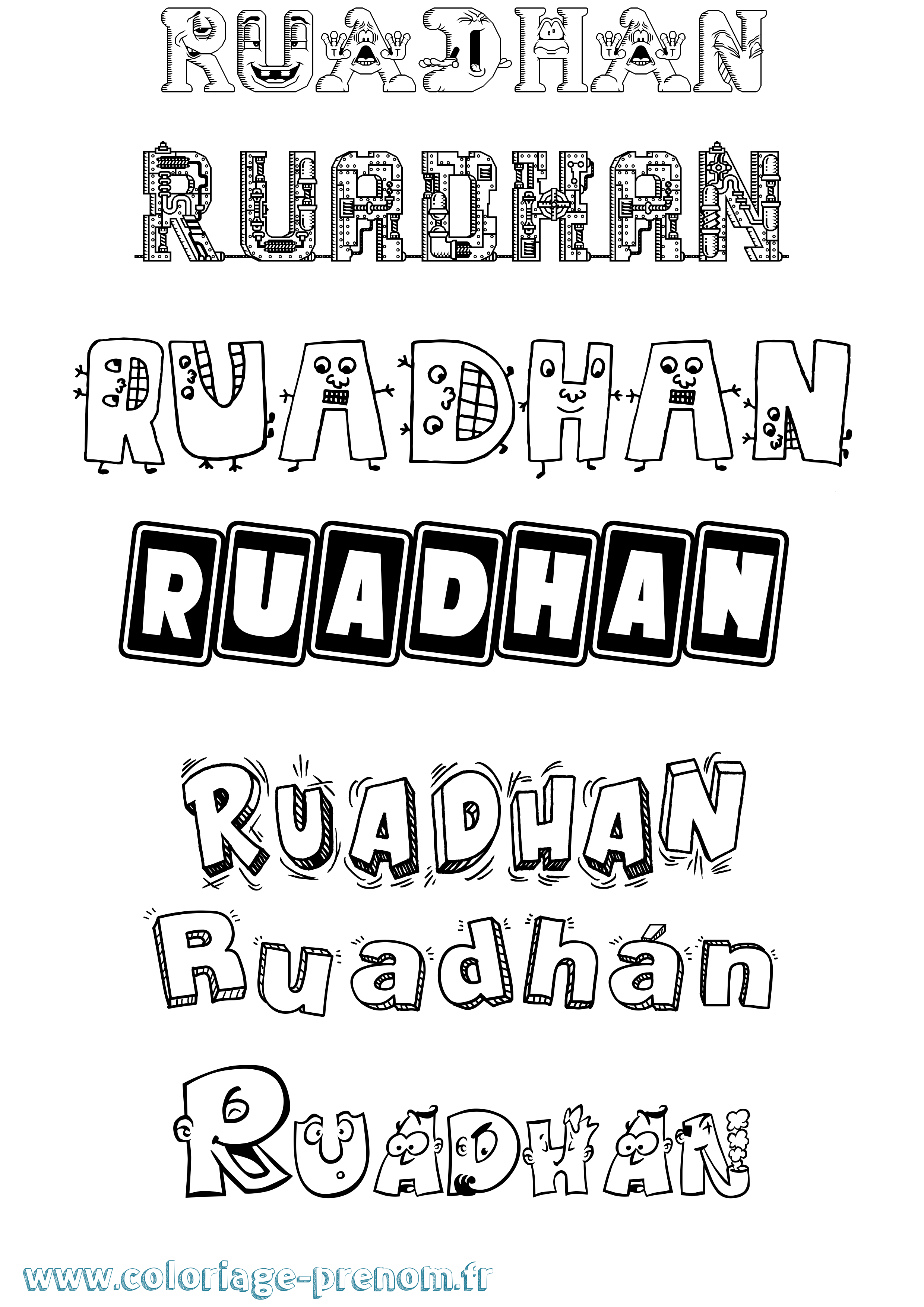 Coloriage Ruadhán Fun Coloriage prénom Ruadhán Fun