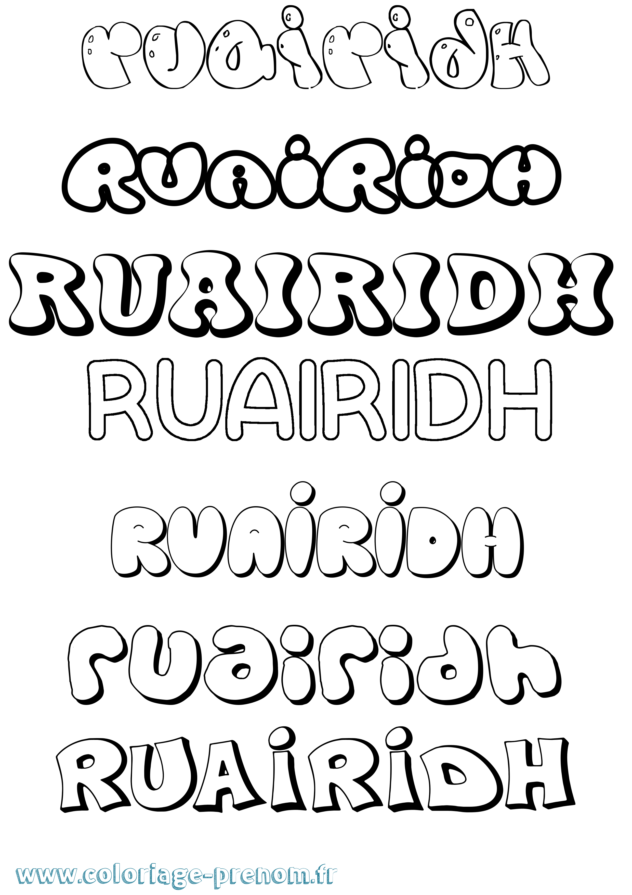 Coloriage Ruairidh Bubble Coloriage prénom Ruairidh Bubble