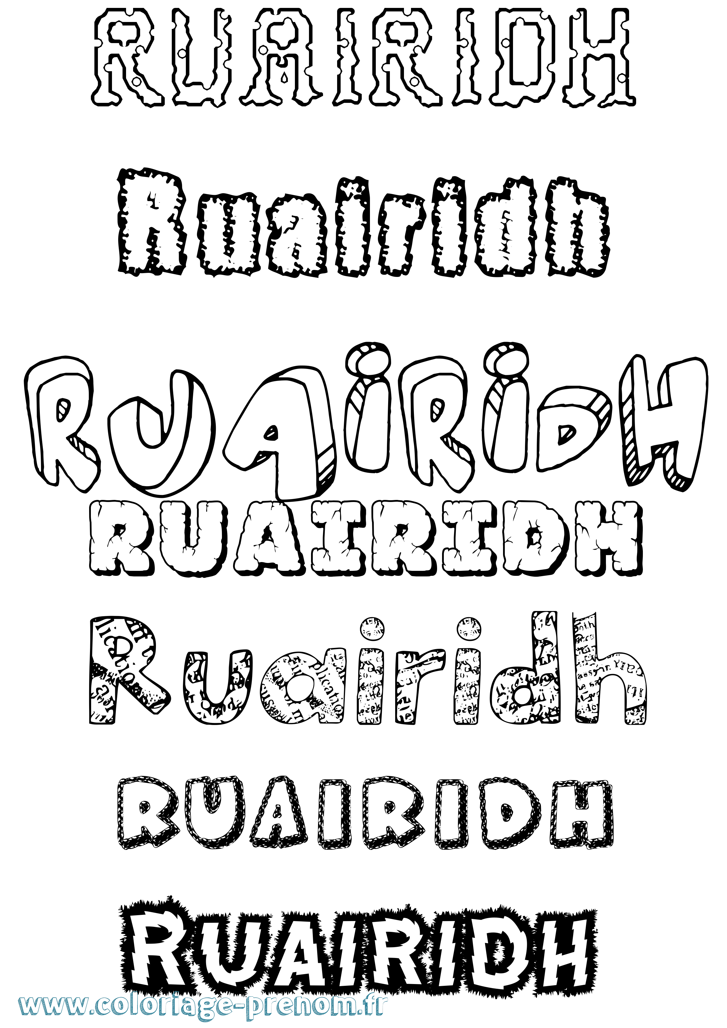 Coloriage Ruairidh Destructuré Coloriage prénom Ruairidh Destructuré