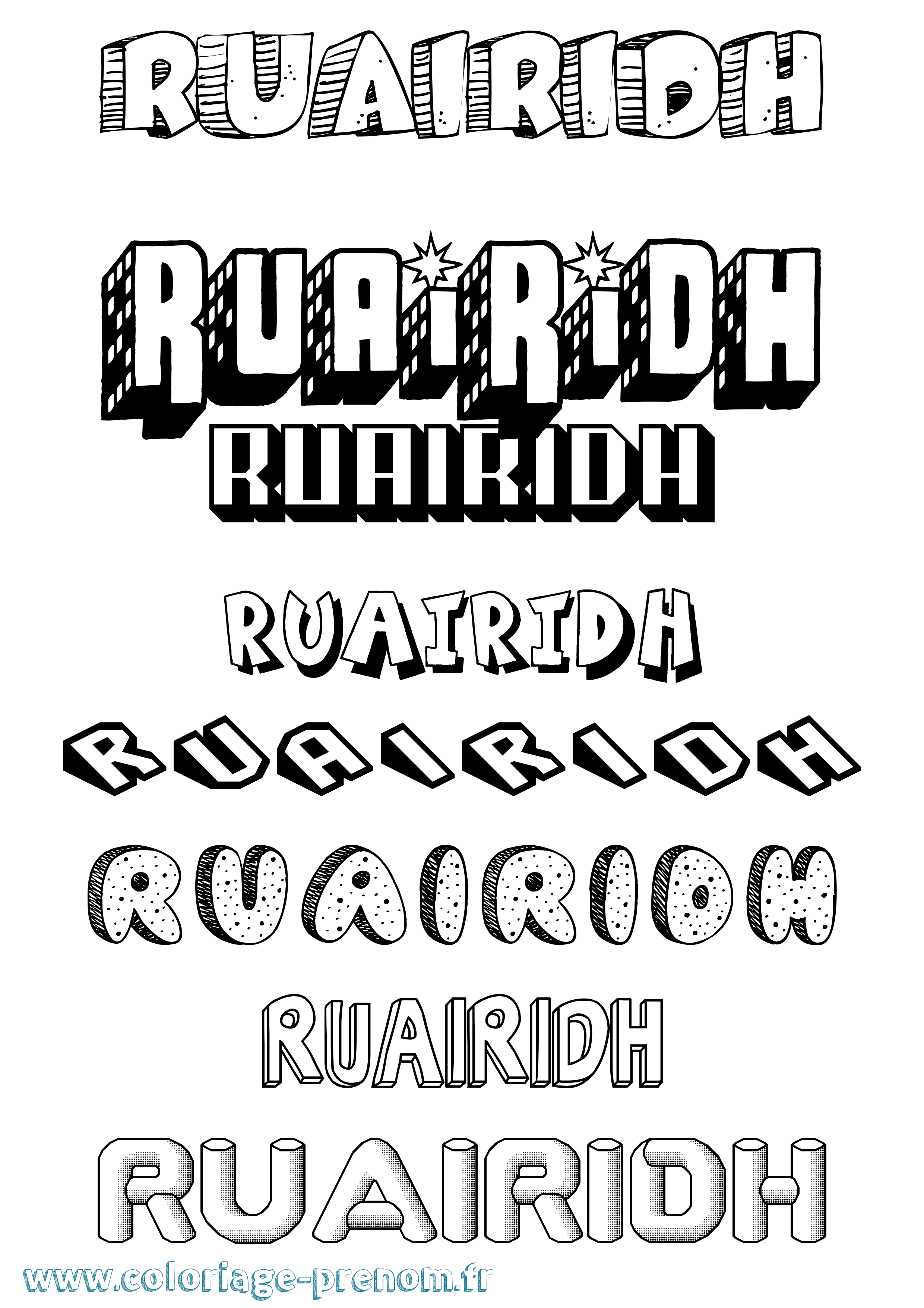 Coloriage Ruairidh Effet 3D Coloriage prénom Ruairidh Effet 3D
