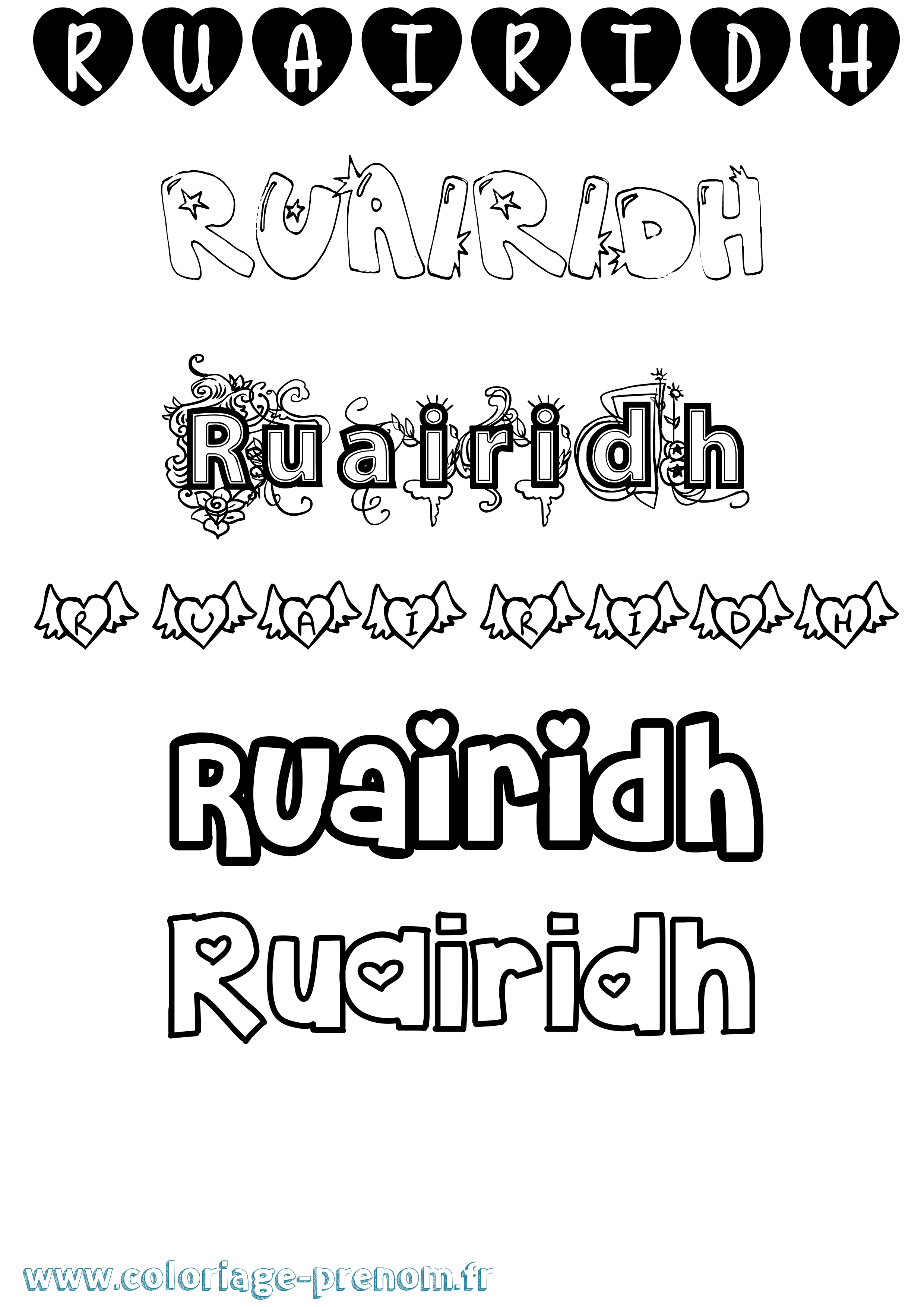 Coloriage Ruairidh Girly Coloriage prénom Ruairidh Girly