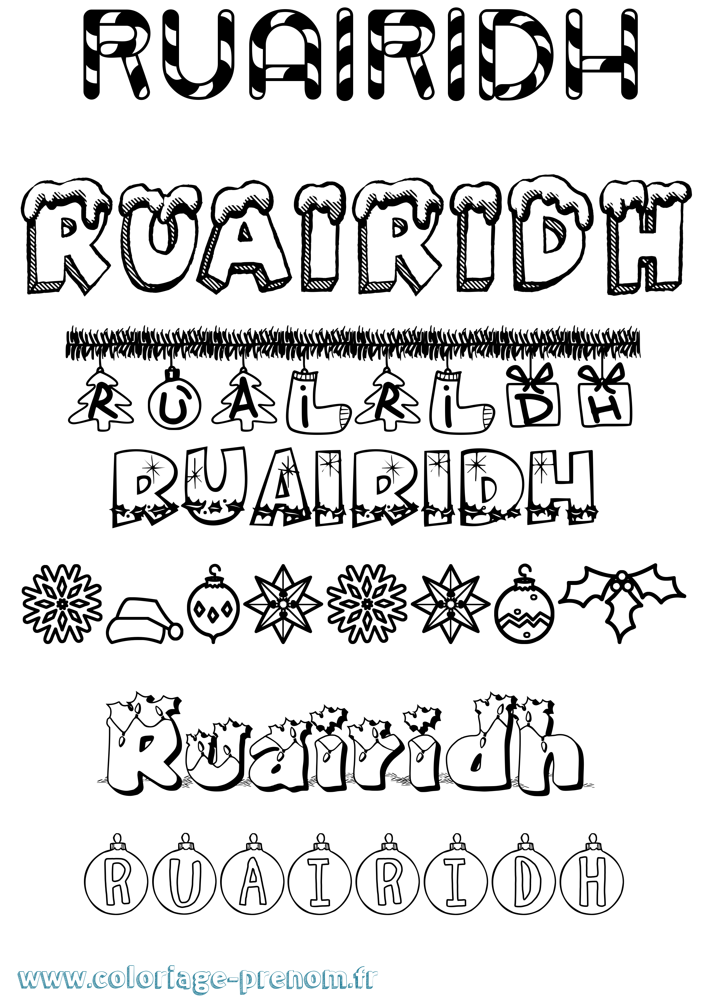 Coloriage Ruairidh Noël Coloriage prénom Ruairidh Noël