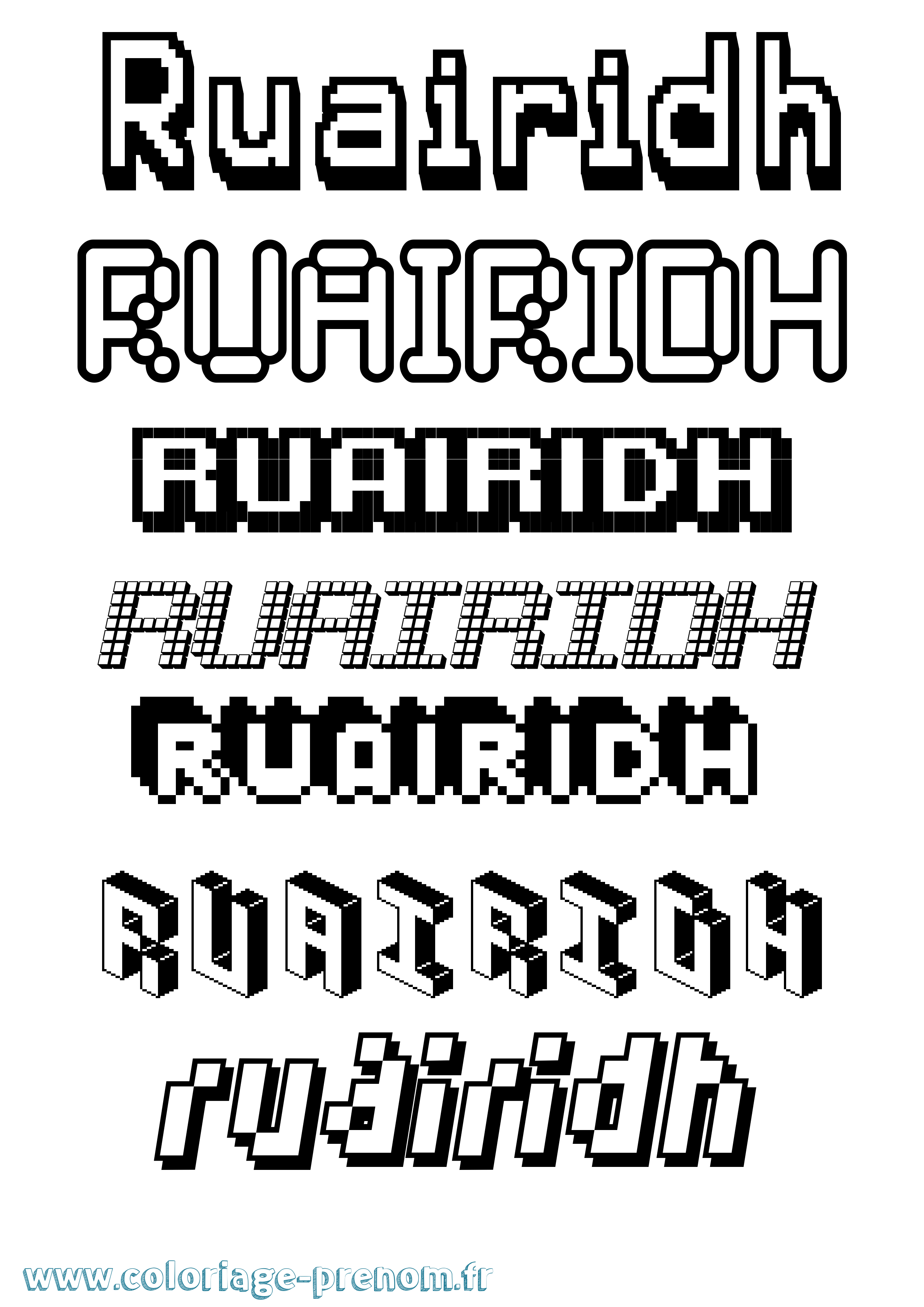 Coloriage Ruairidh Pixel Coloriage prénom Ruairidh Pixel