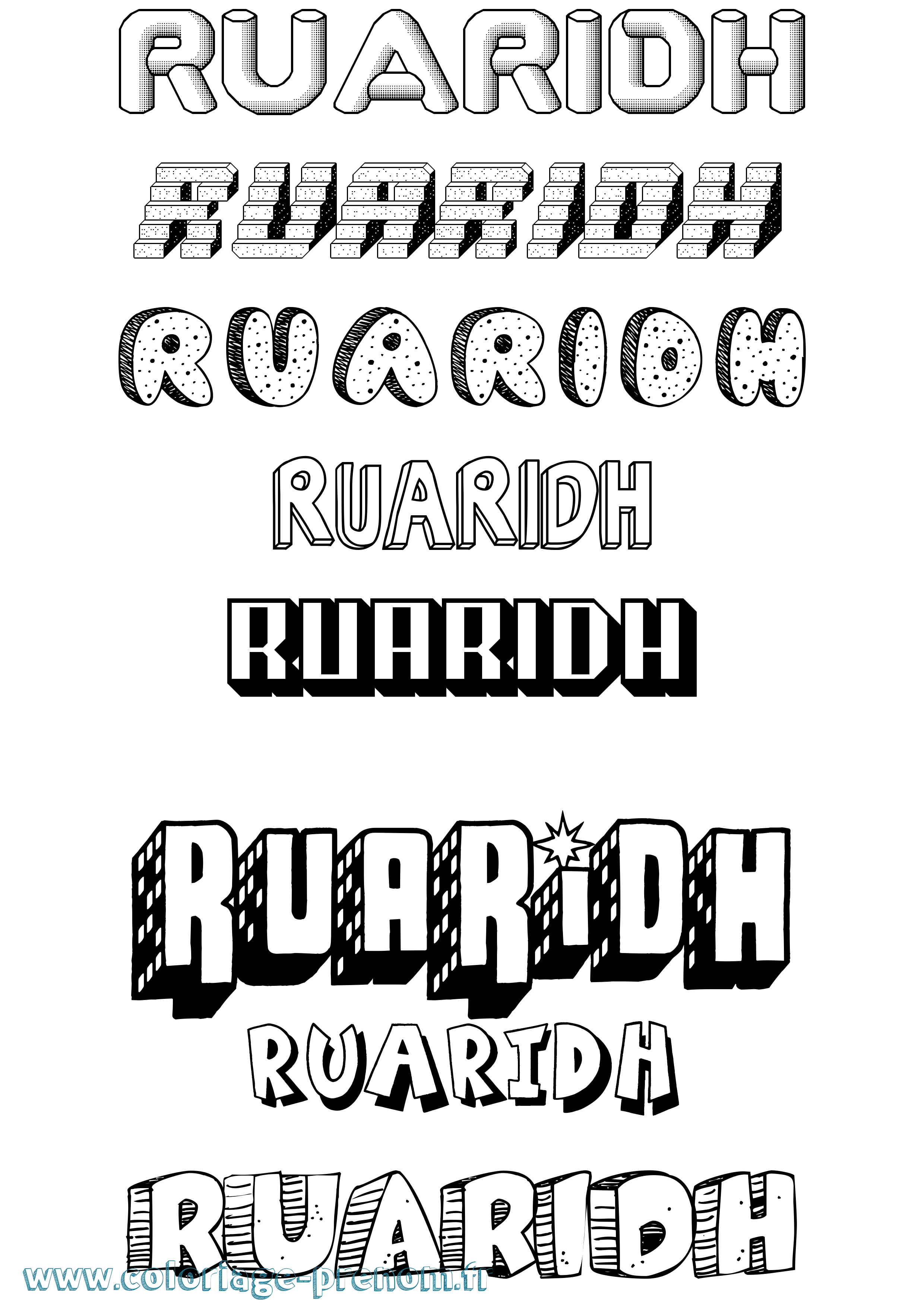 Coloriage Ruaridh Effet 3D Coloriage prénom Ruaridh Effet 3D