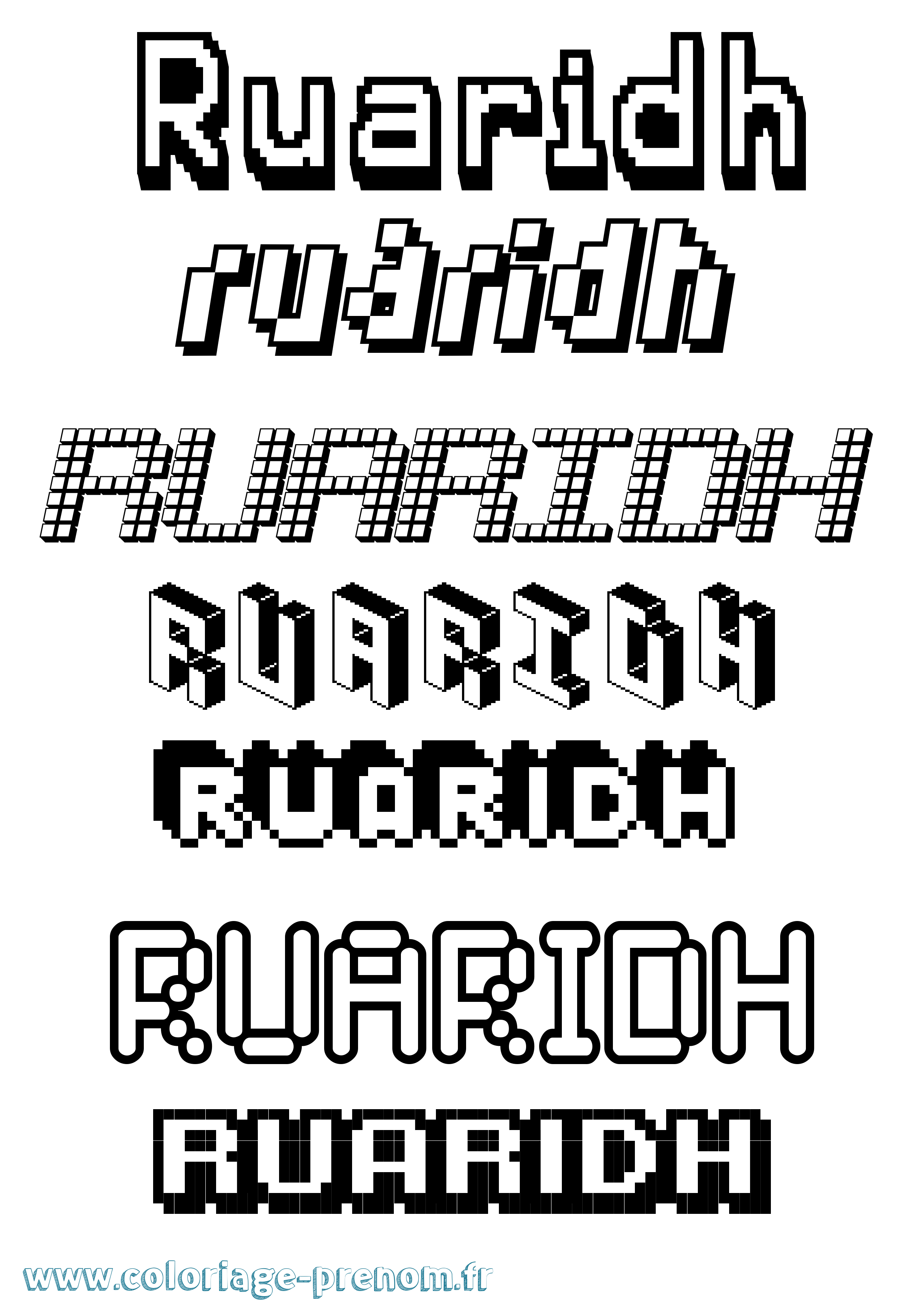 Coloriage Ruaridh Pixel Coloriage prénom Ruaridh Pixel