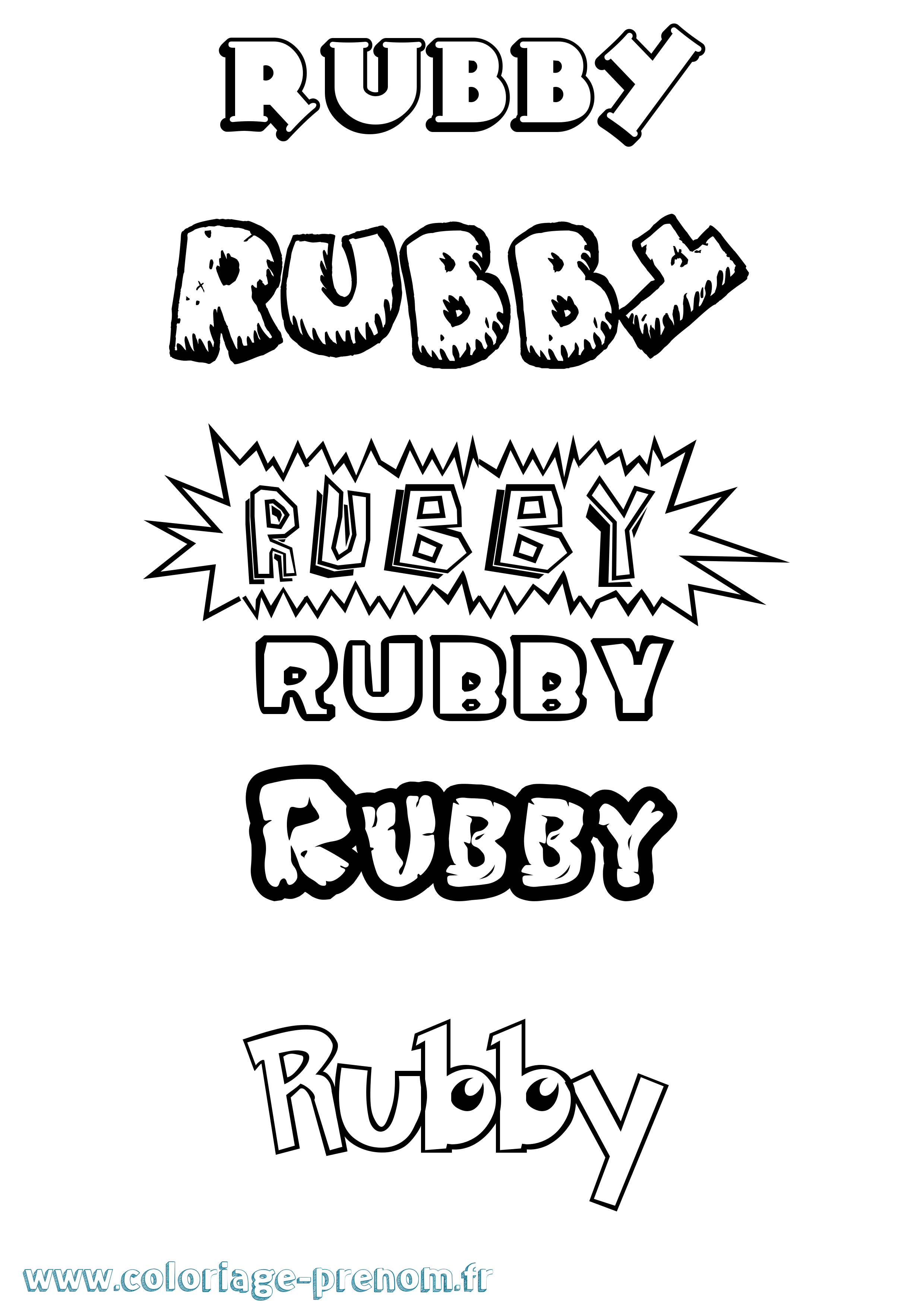 Coloriage Rubby Dessin Animé Coloriage prénom Rubby Dessin Animé