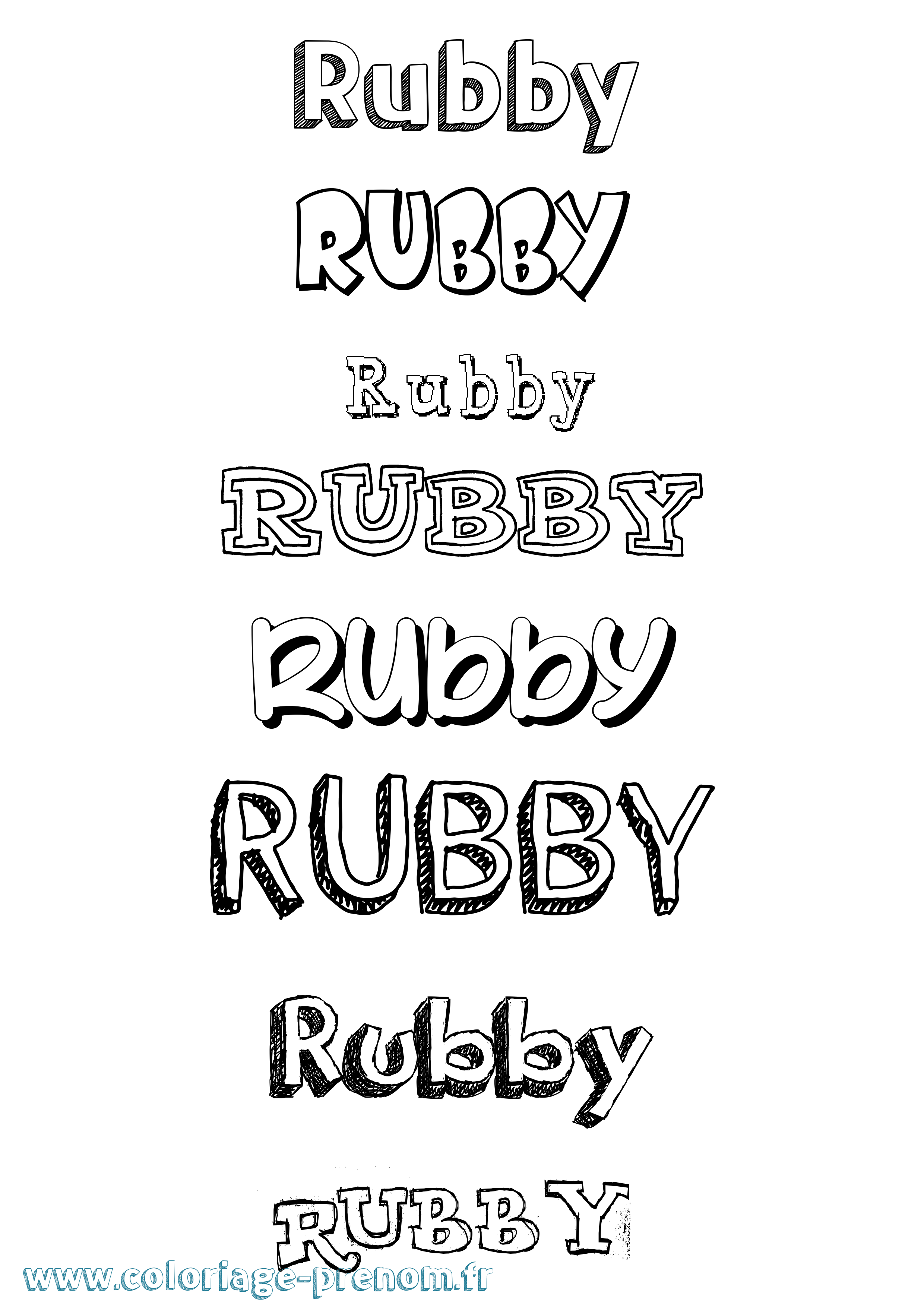 Coloriage Rubby Dessiné Coloriage prénom Rubby Dessiné