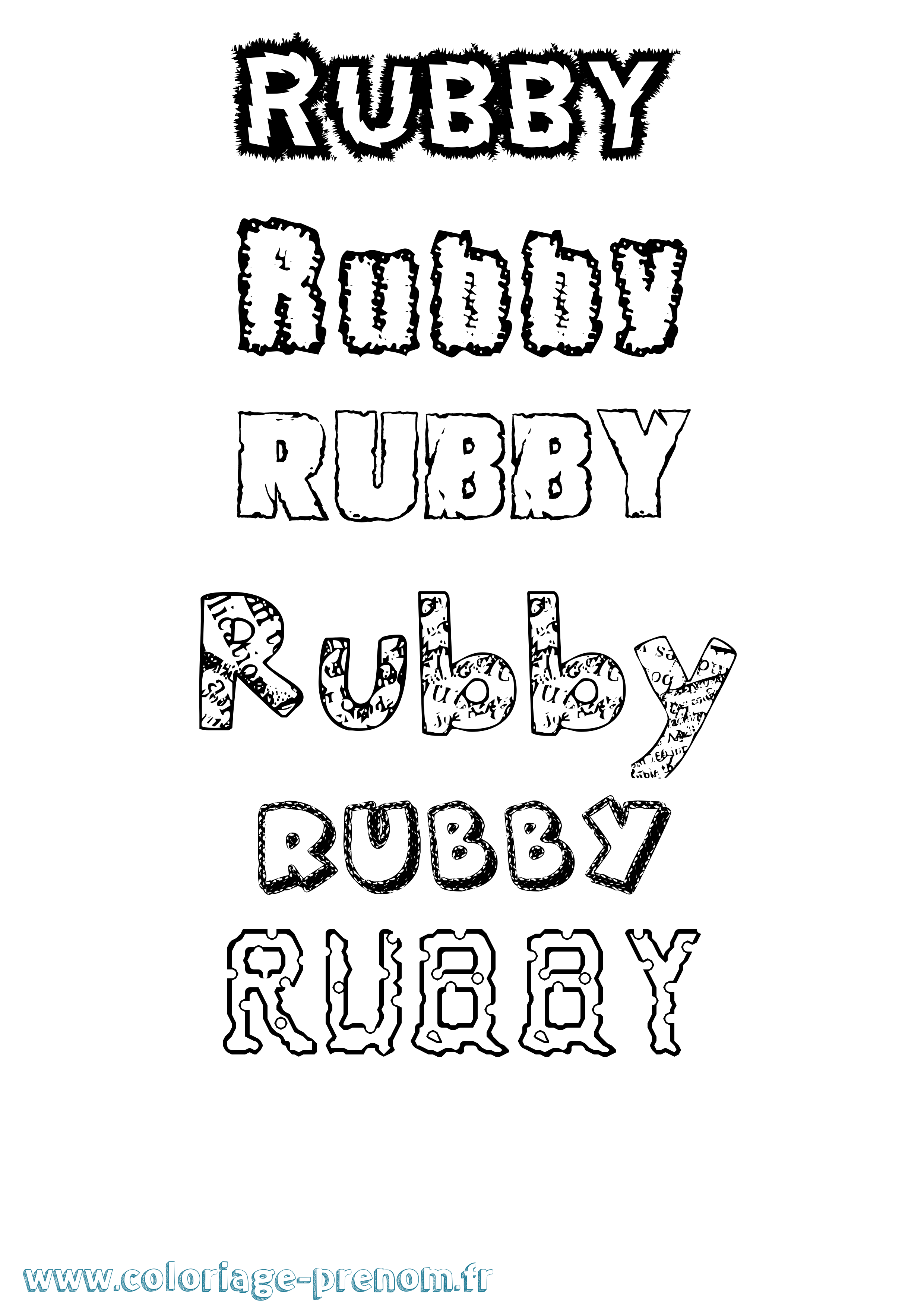 Coloriage Rubby Destructuré Coloriage prénom Rubby Destructuré