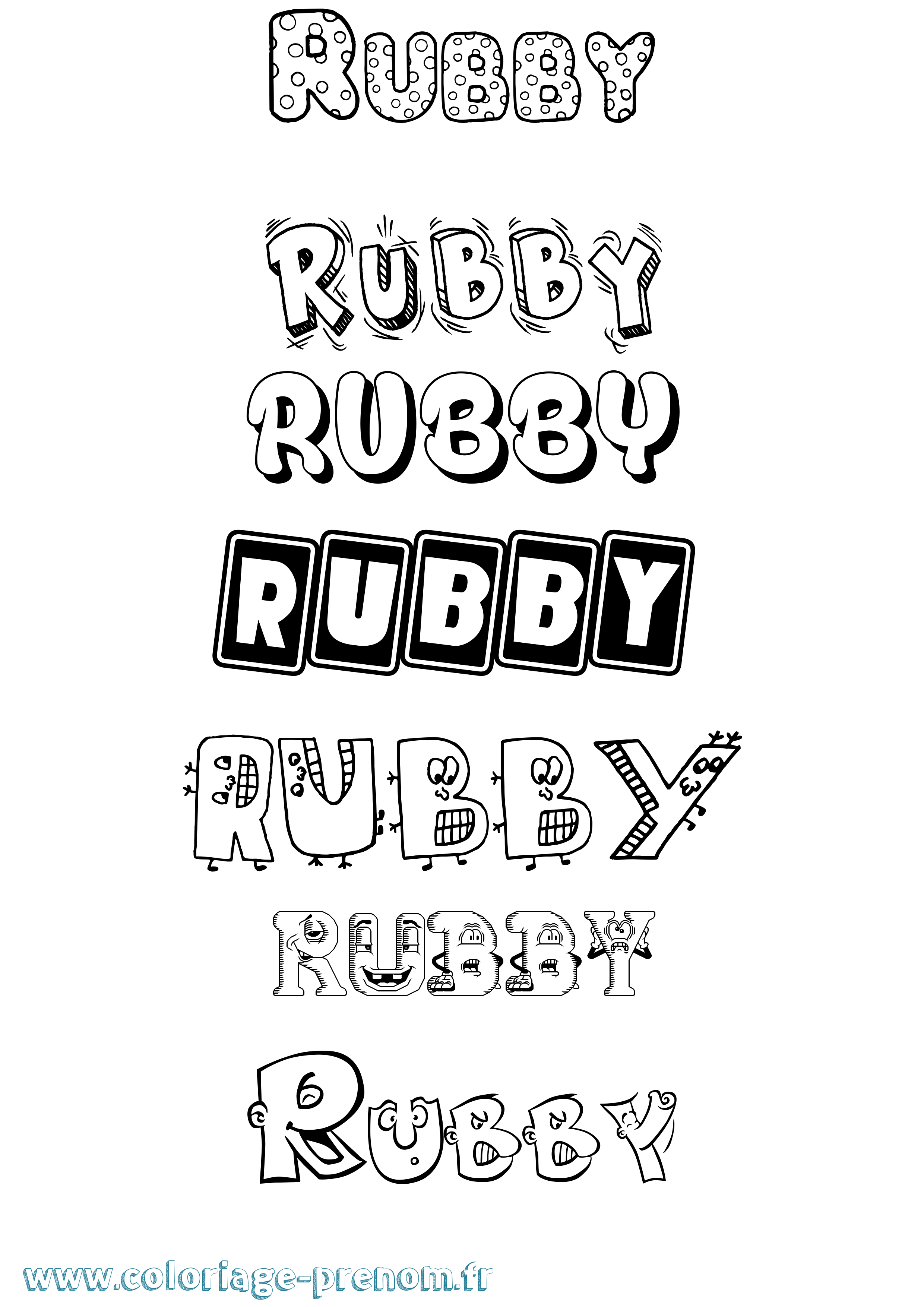 Coloriage Rubby Fun Coloriage prénom Rubby Fun