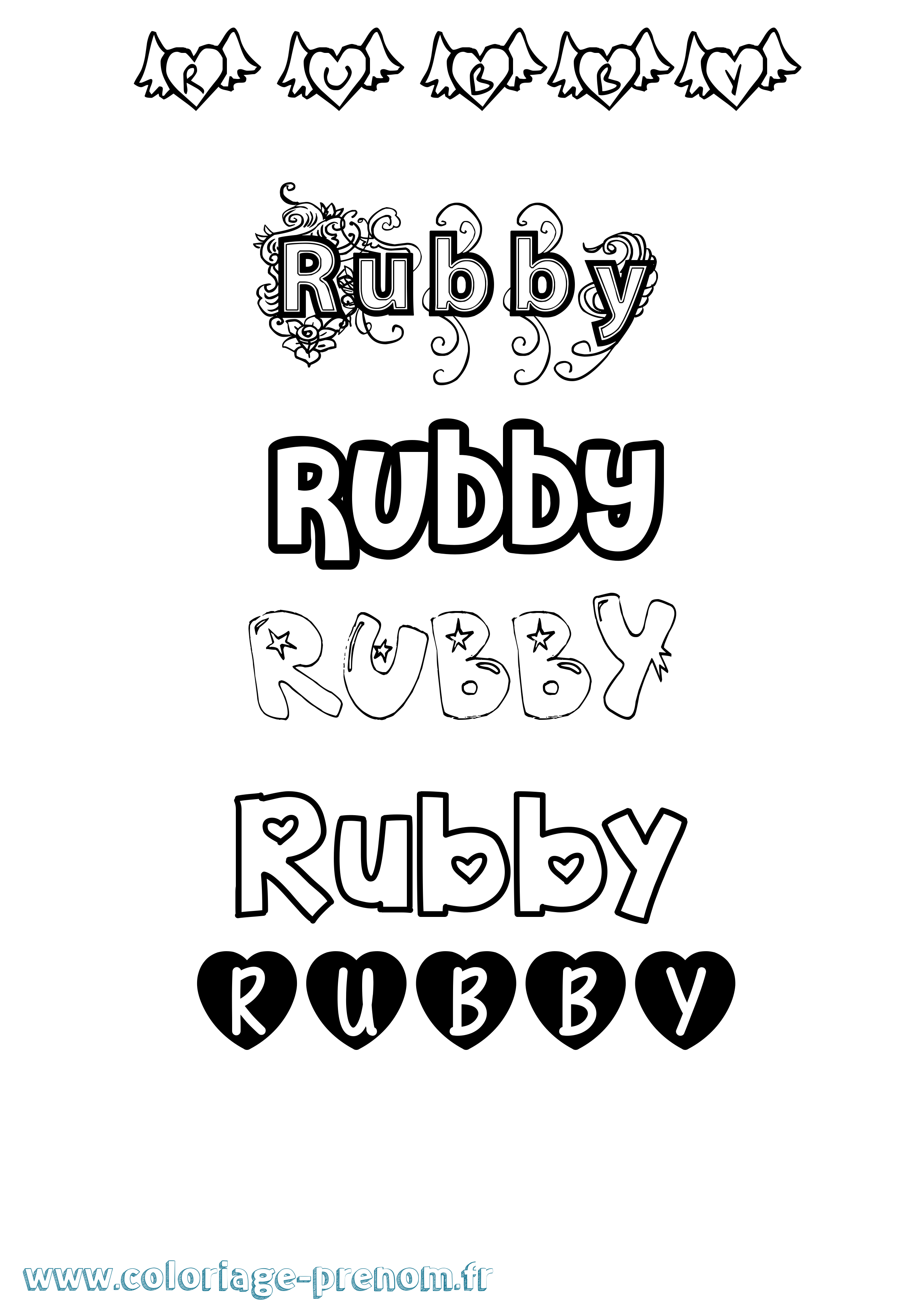 Coloriage Rubby Girly Coloriage prénom Rubby Girly