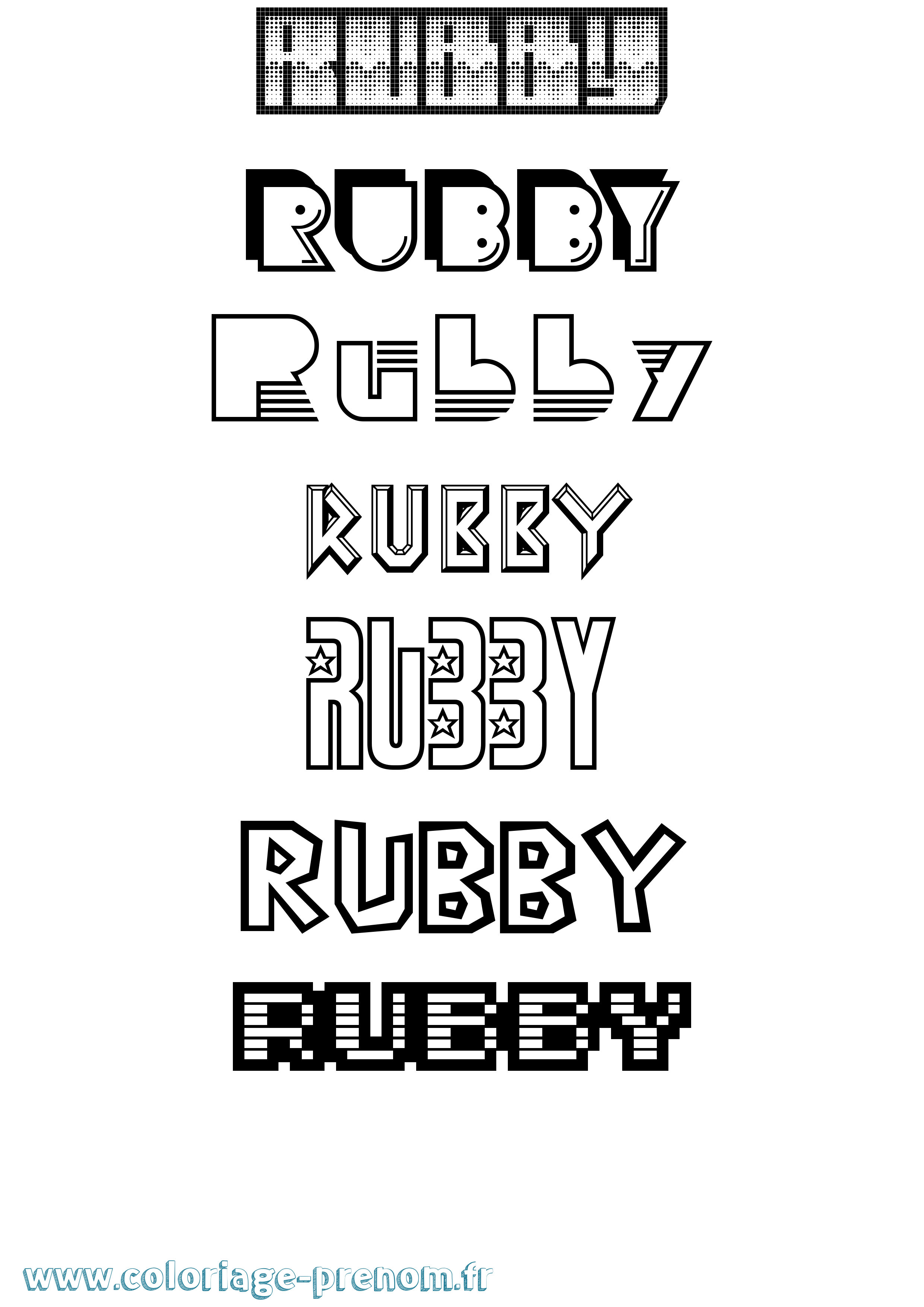 Coloriage Rubby Jeux Vidéos Coloriage prénom Rubby Jeux Vidéos