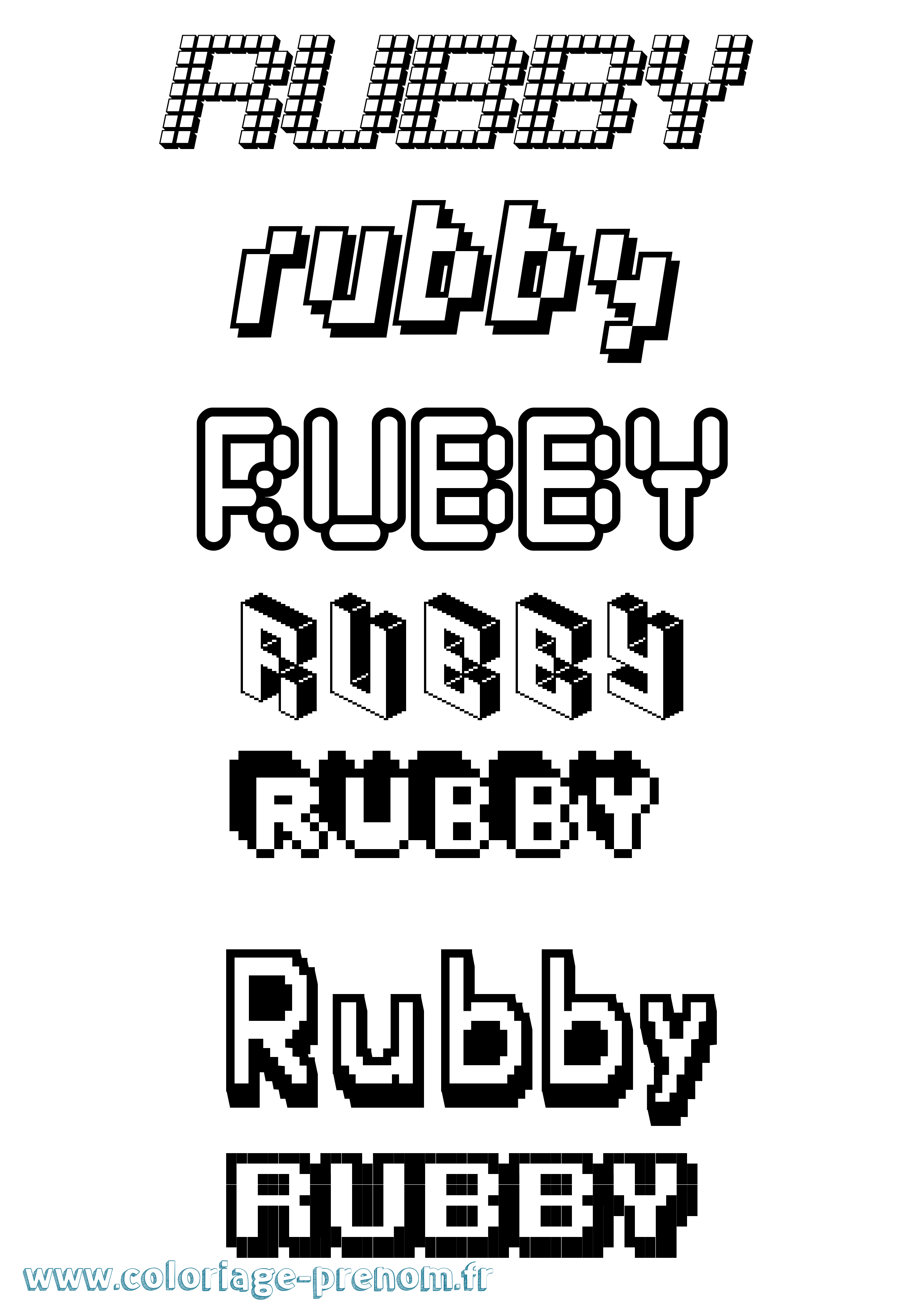 Coloriage Rubby Pixel Coloriage prénom Rubby Pixel