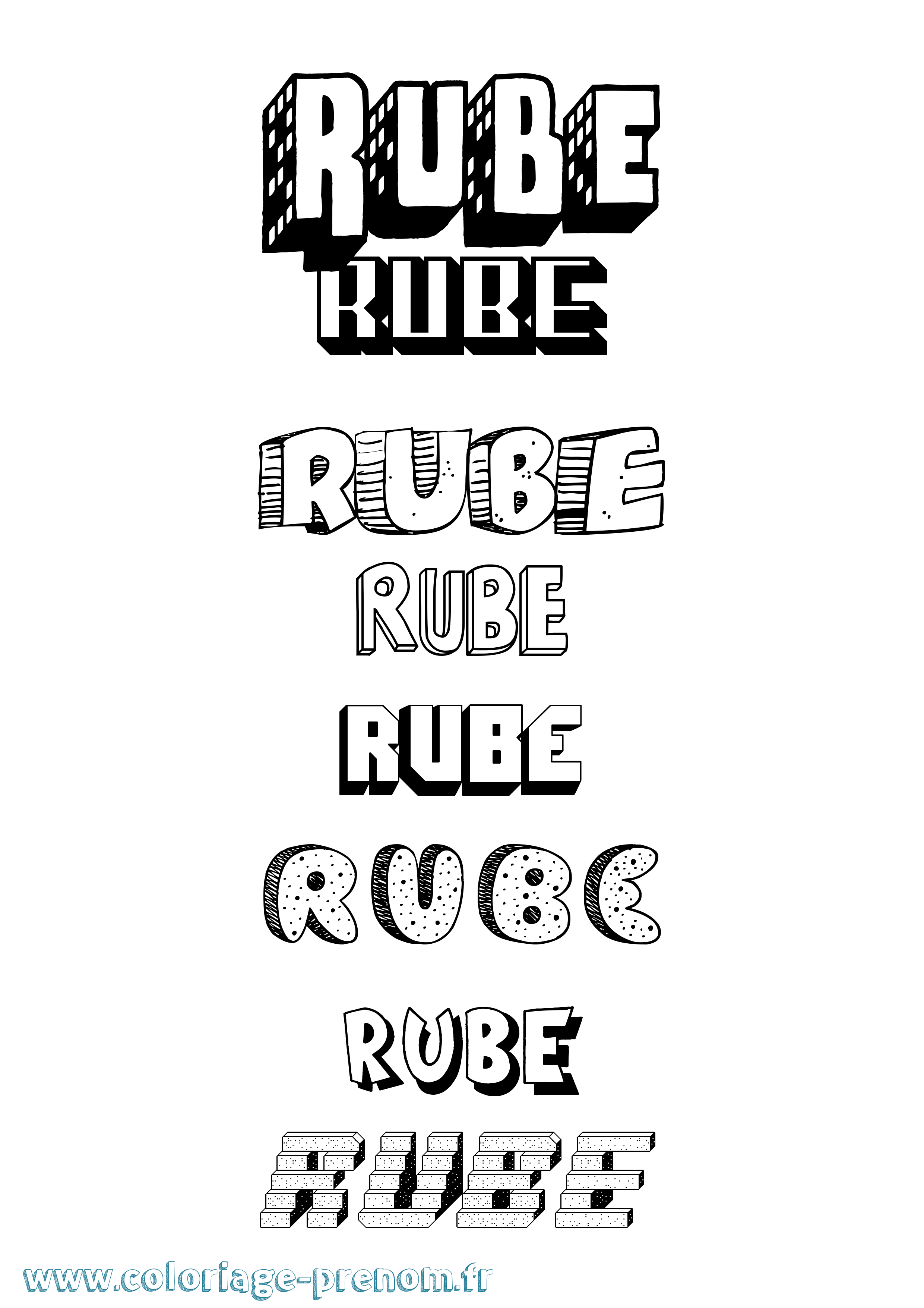 Coloriage Rube Effet 3D Coloriage prénom Rube Effet 3D