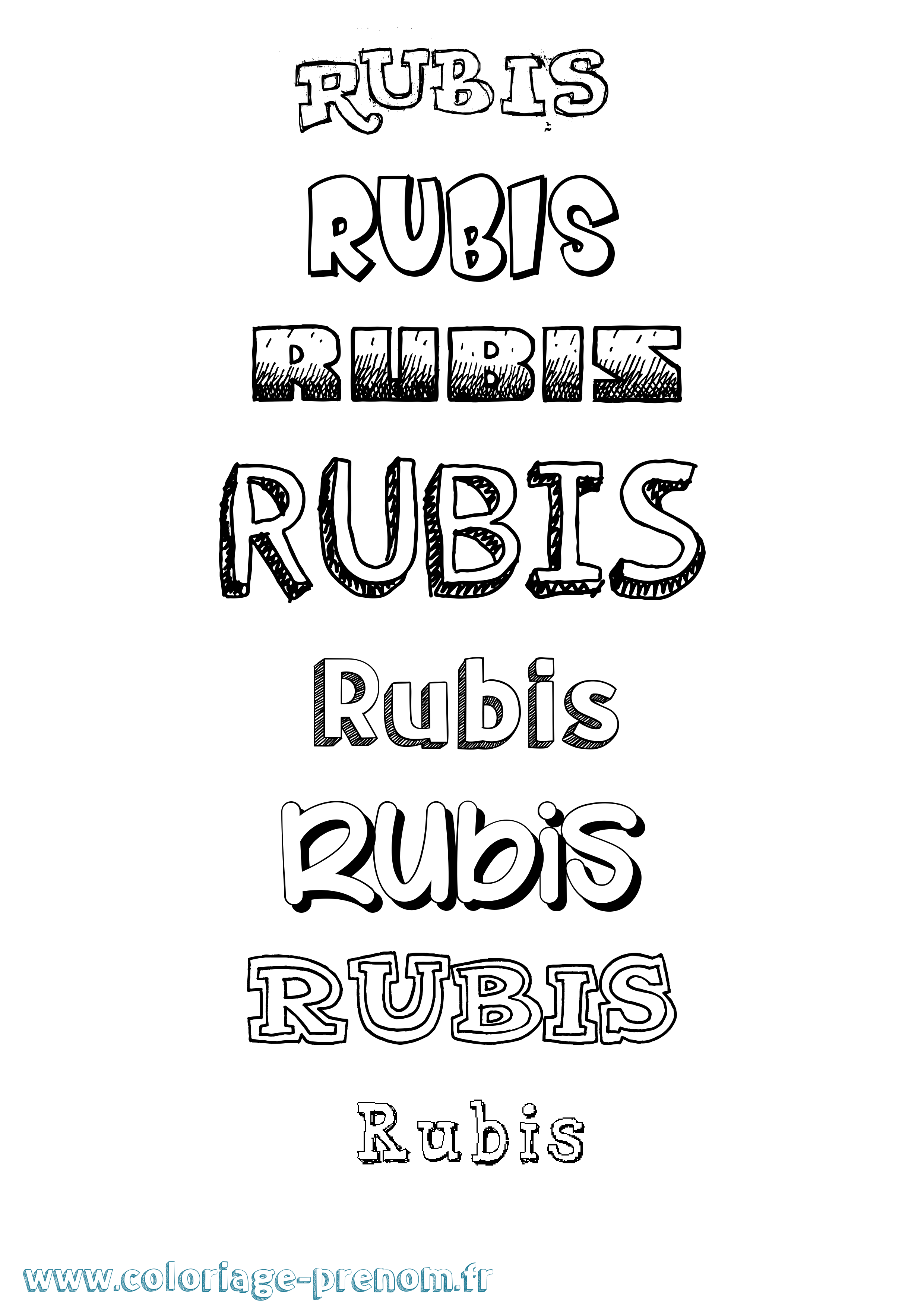 Coloriage Rubis Dessiné Coloriage prénom Rubis Dessiné