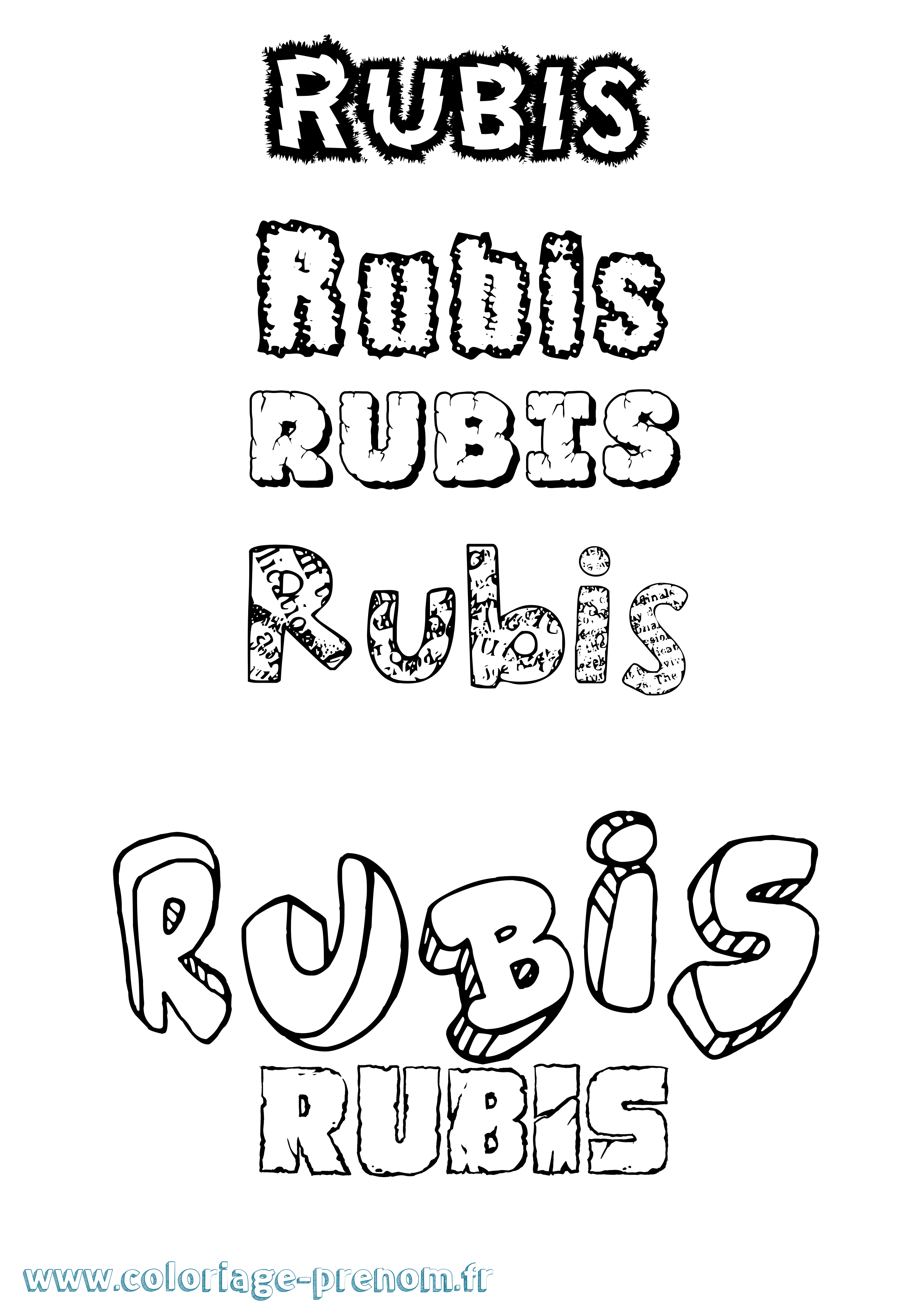 Coloriage Rubis Destructuré Coloriage prénom Rubis Destructuré