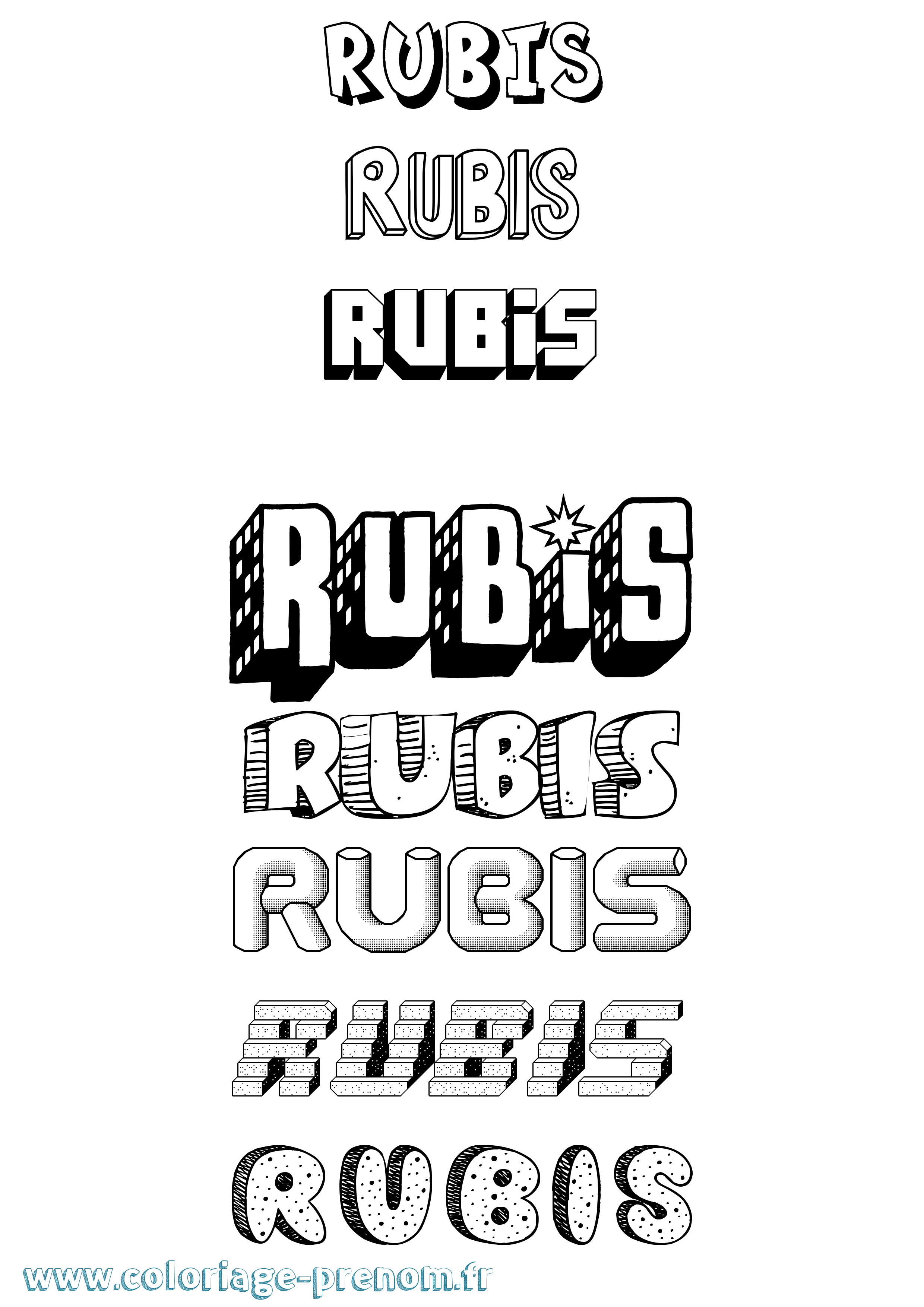 Coloriage Rubis Effet 3D Coloriage prénom Rubis Effet 3D