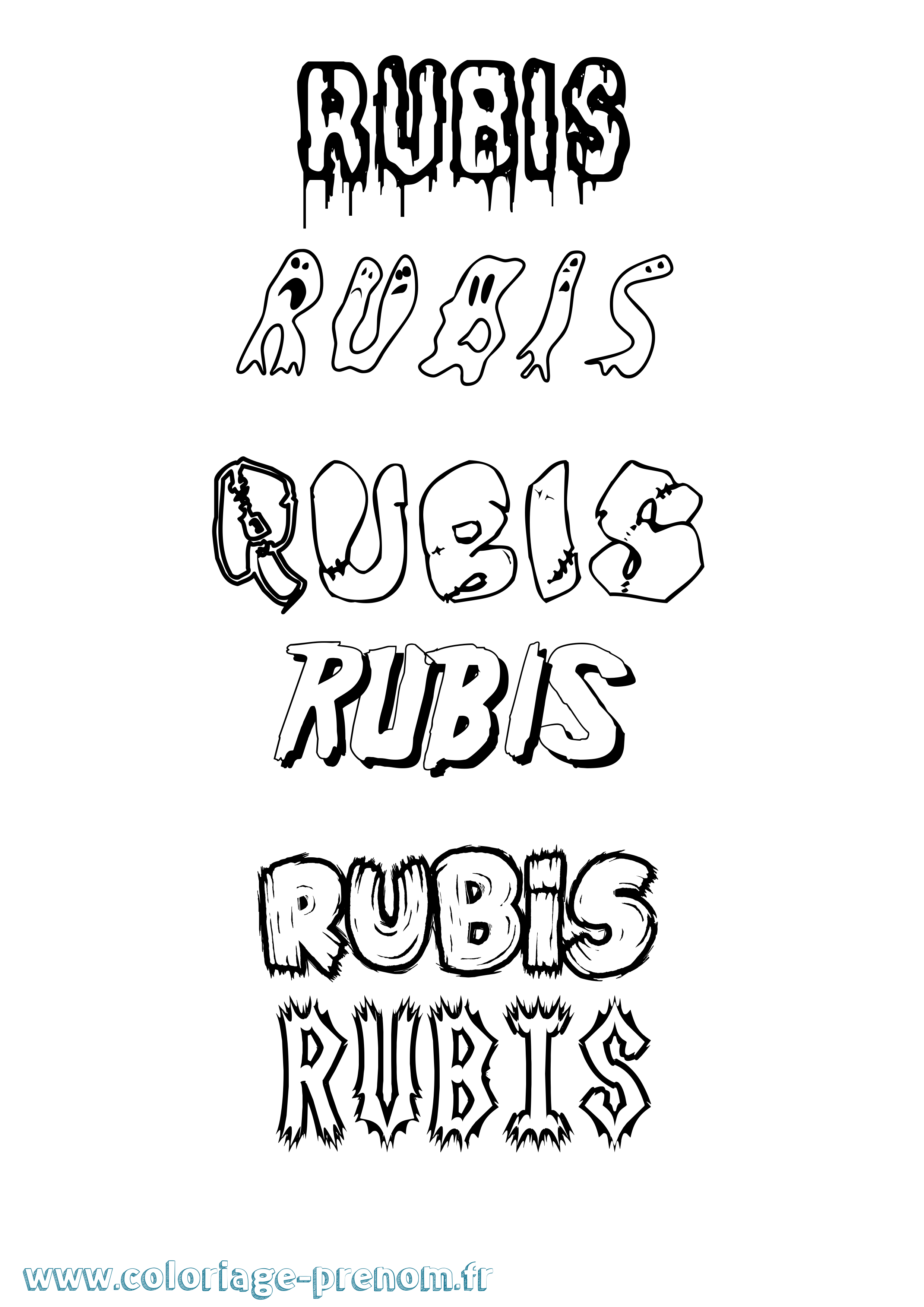 Coloriage Rubis Frisson Coloriage prénom Rubis Frisson