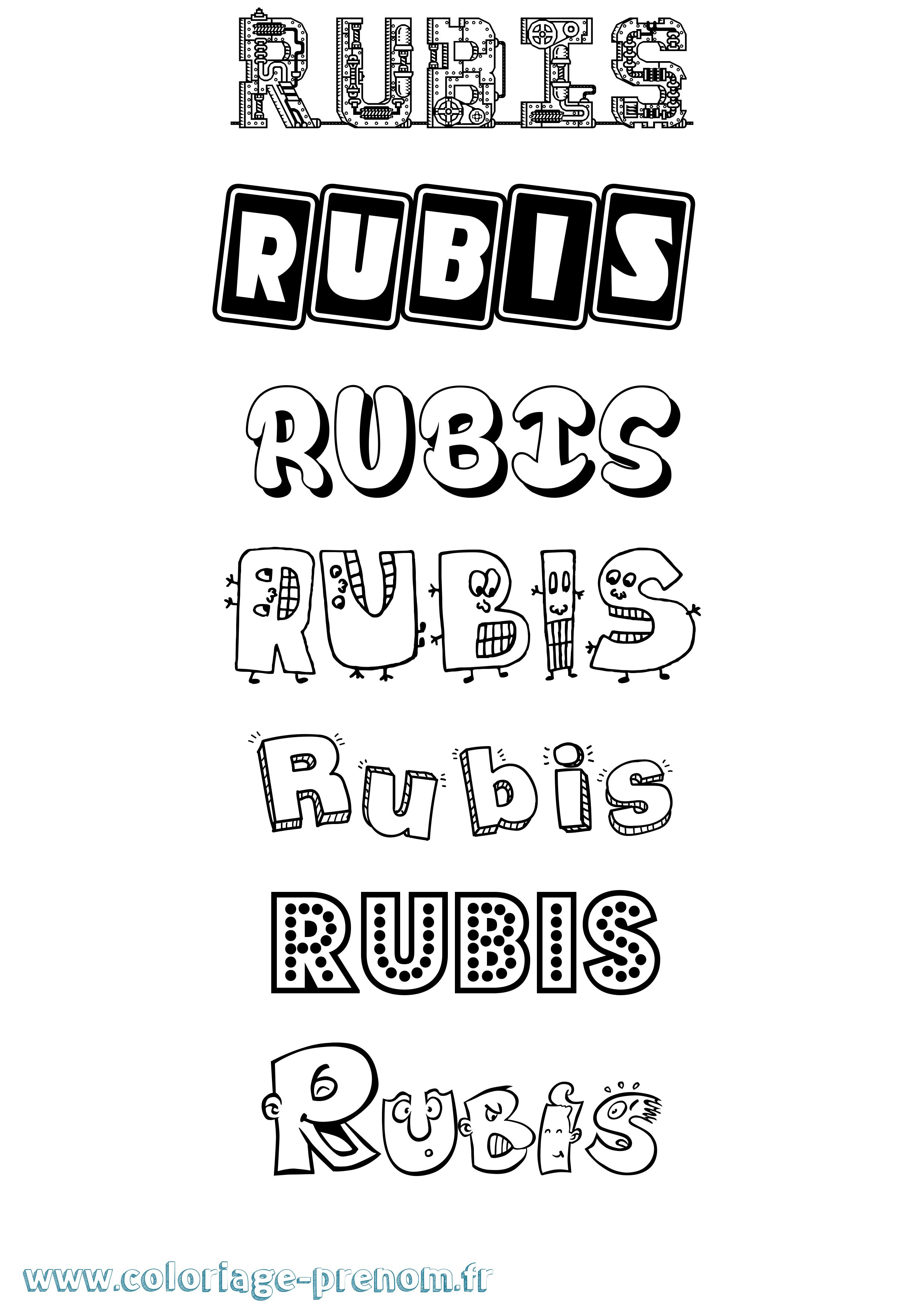Coloriage Rubis Fun Coloriage prénom Rubis Fun