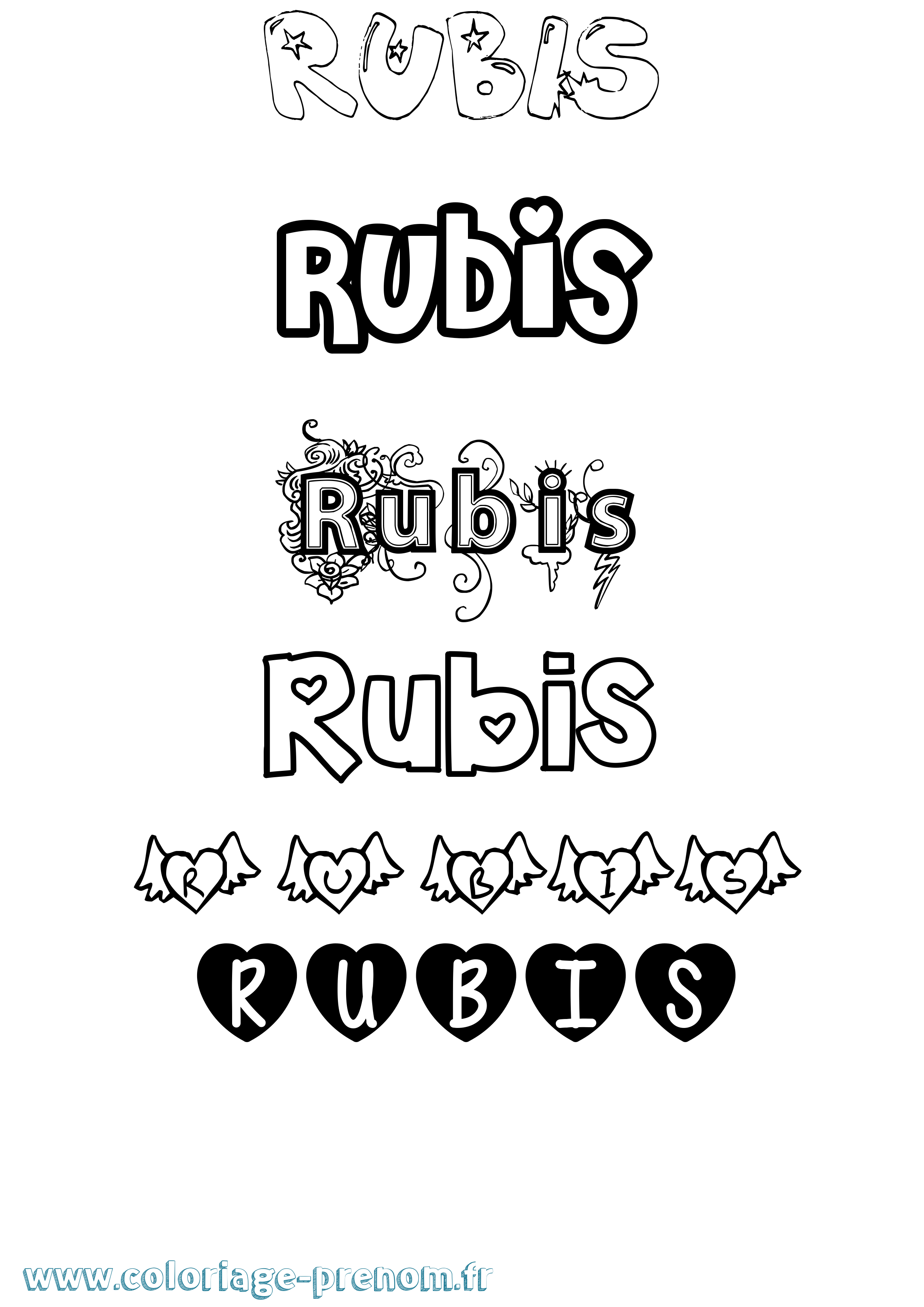 Coloriage Rubis Girly Coloriage prénom Rubis Girly