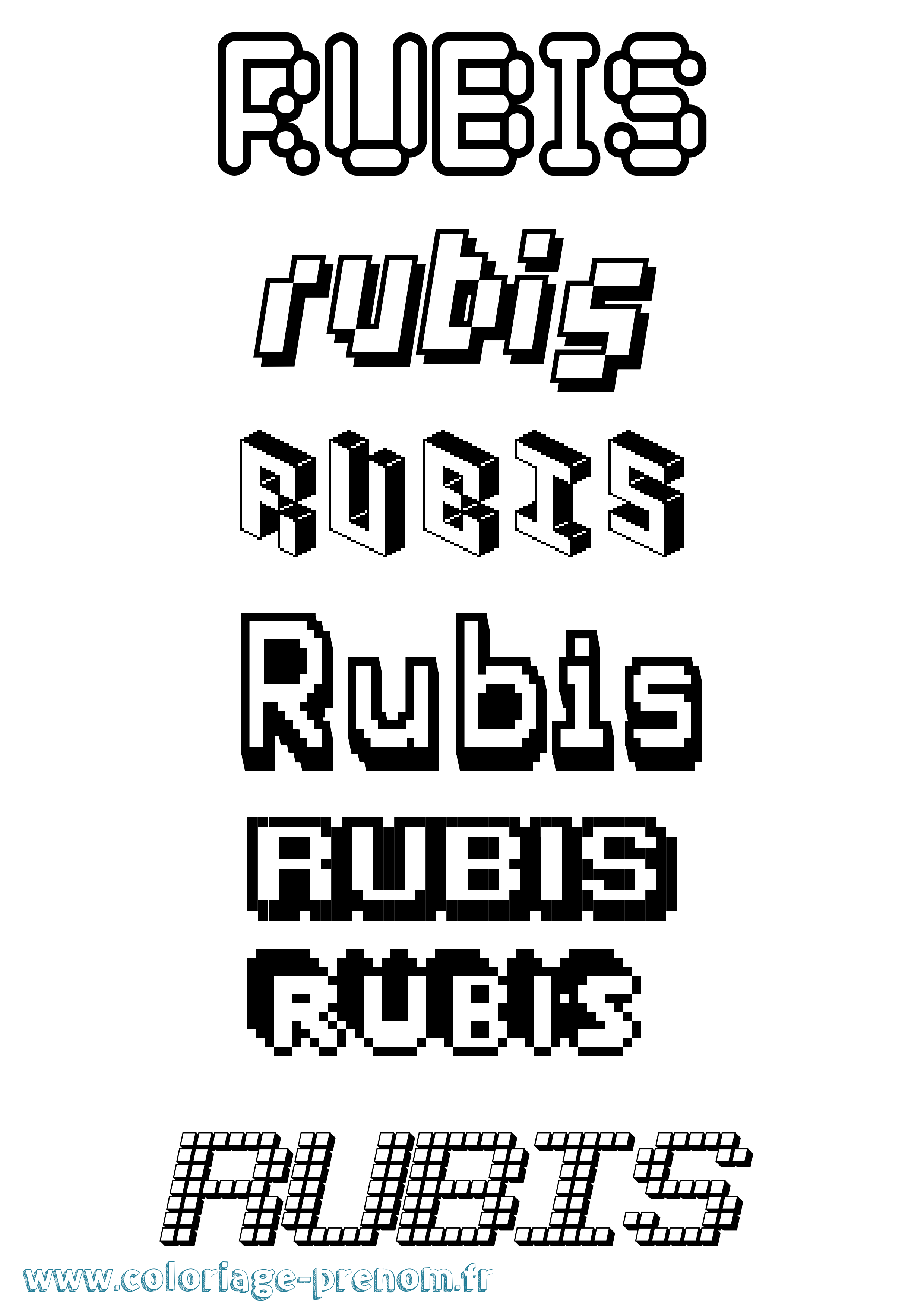 Coloriage Rubis Pixel Coloriage prénom Rubis Pixel