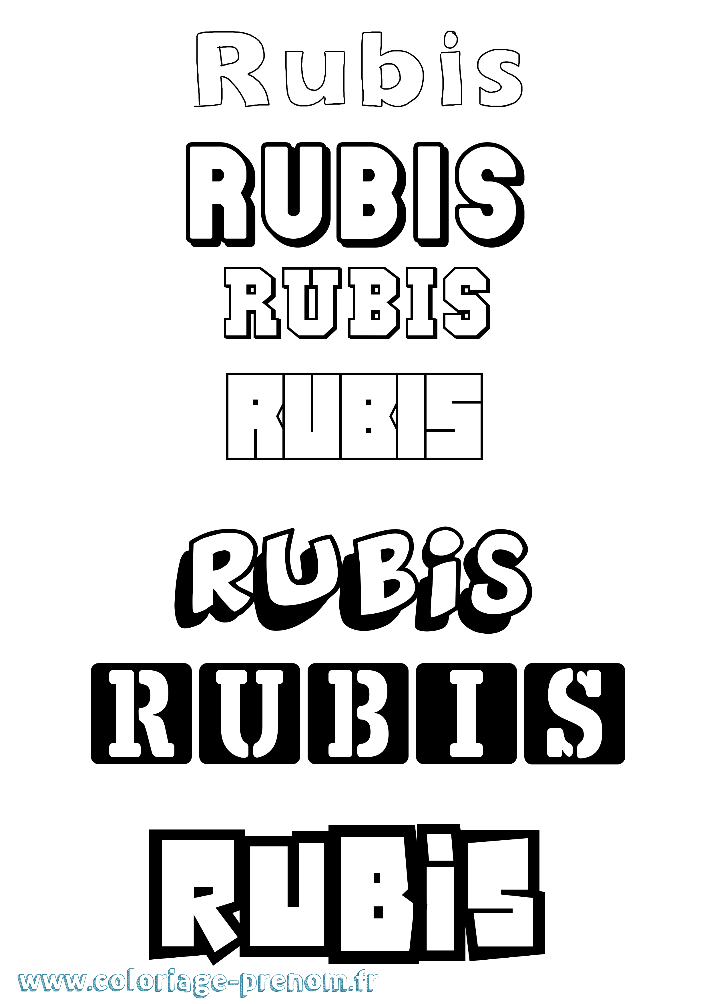 Coloriage Rubis Simple Coloriage prénom Rubis Simple