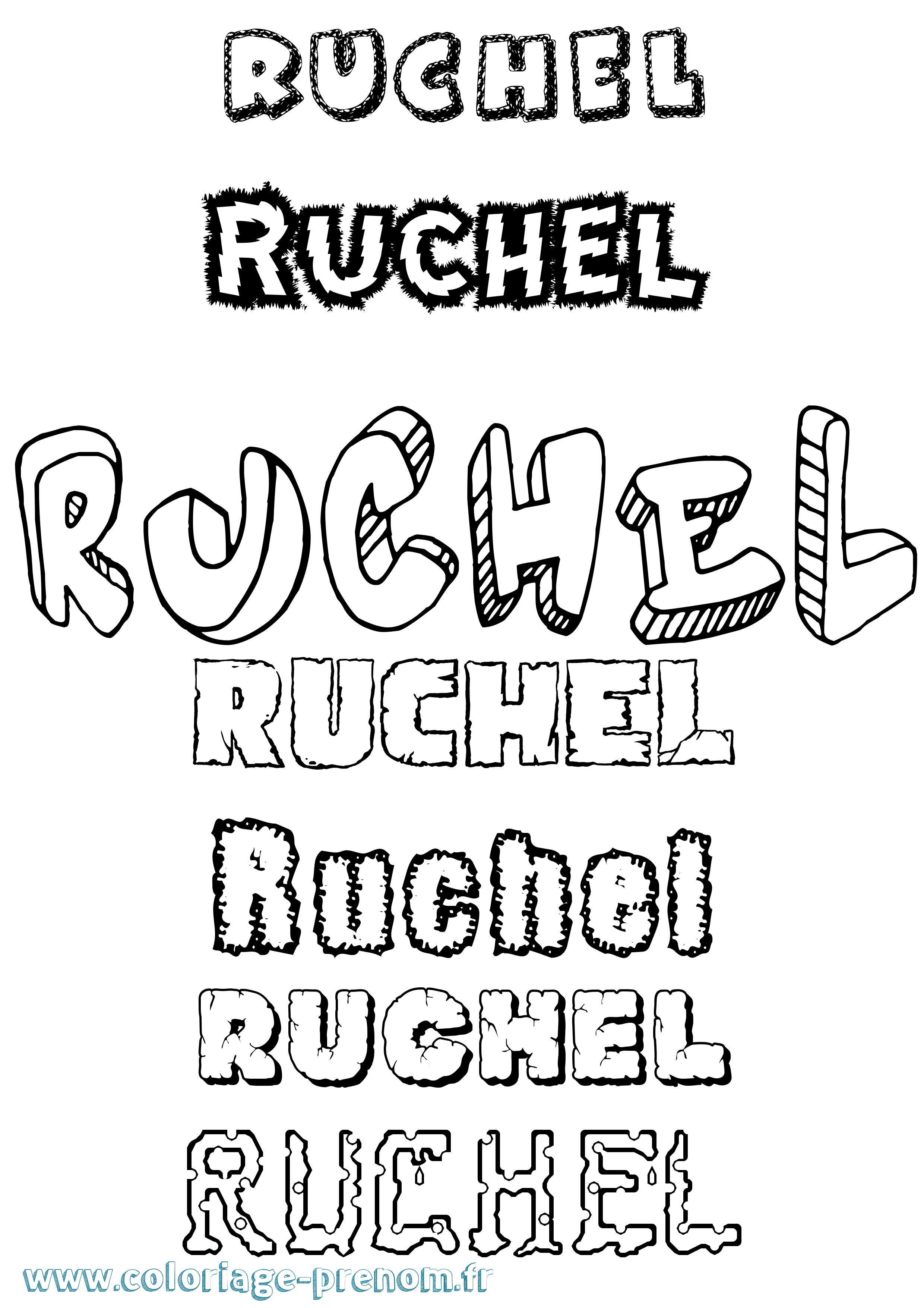 Coloriage Ruchel Destructuré Coloriage prénom Ruchel Destructuré