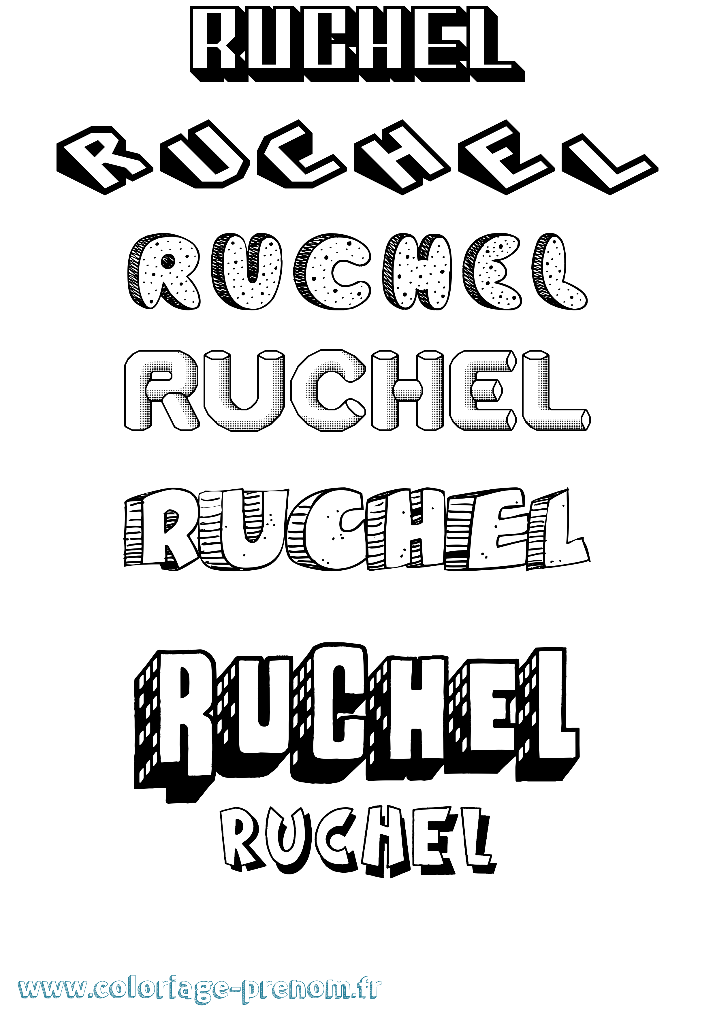 Coloriage Ruchel Effet 3D Coloriage prénom Ruchel Effet 3D