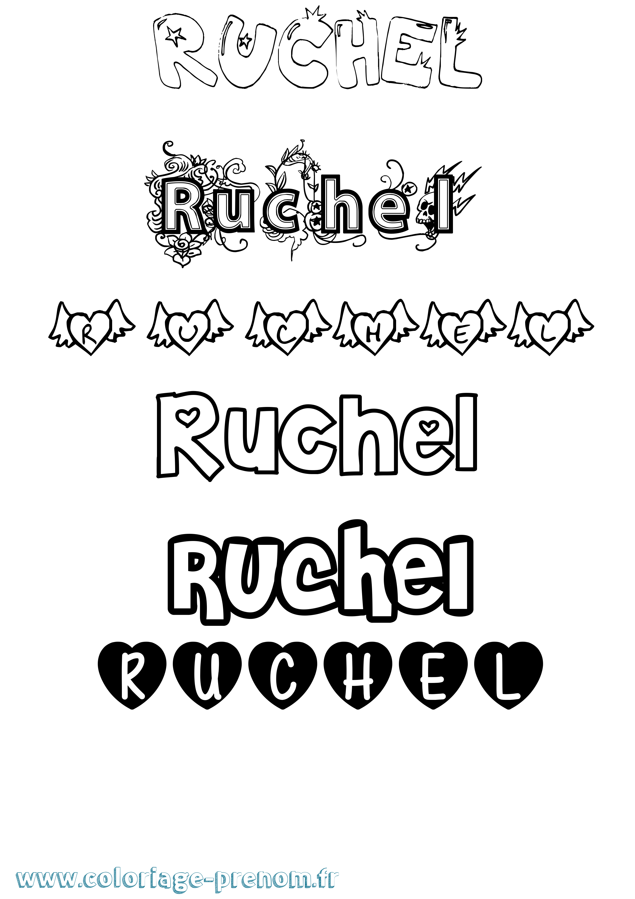 Coloriage Ruchel Girly Coloriage prénom Ruchel Girly