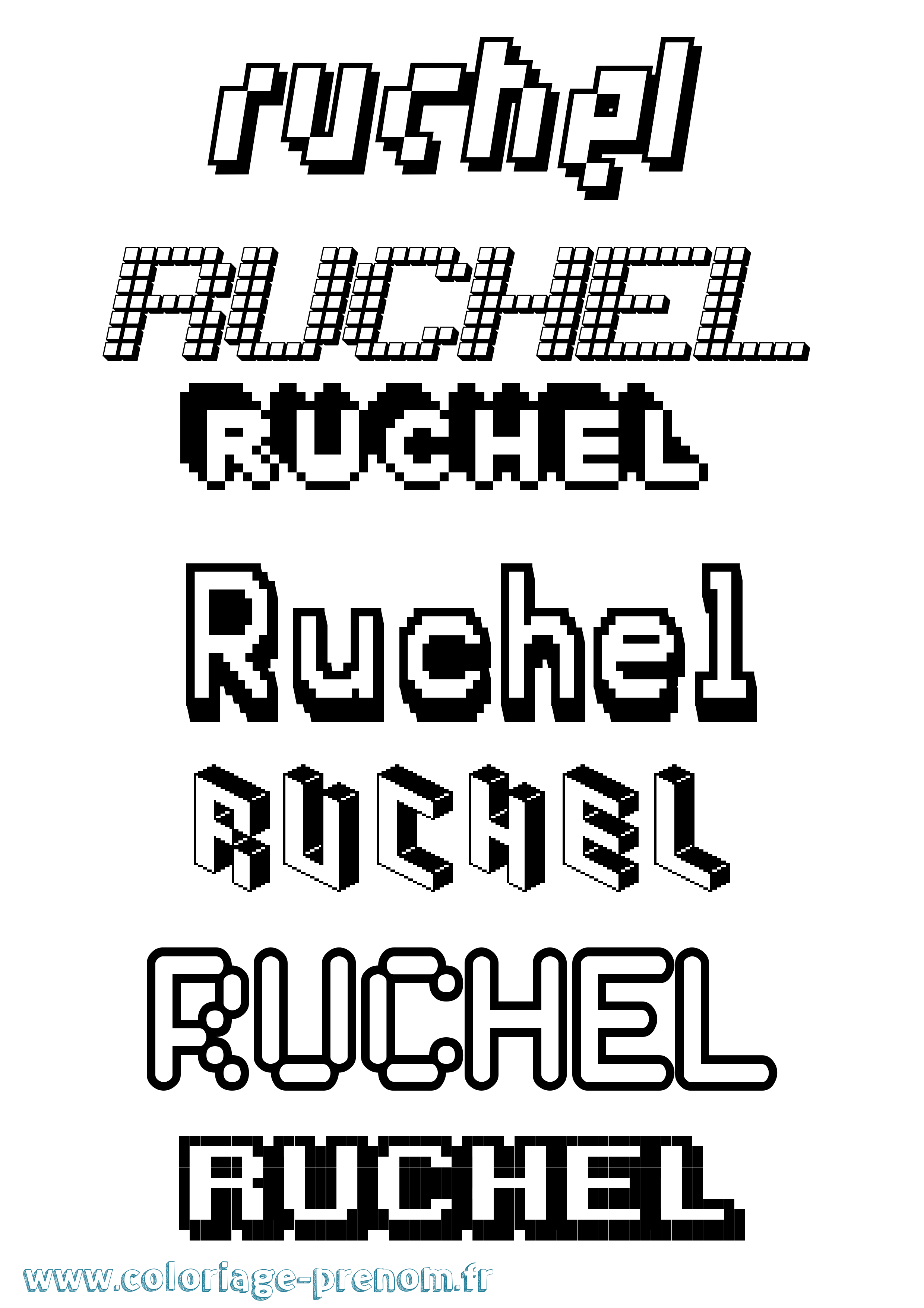 Coloriage Ruchel Pixel Coloriage prénom Ruchel Pixel