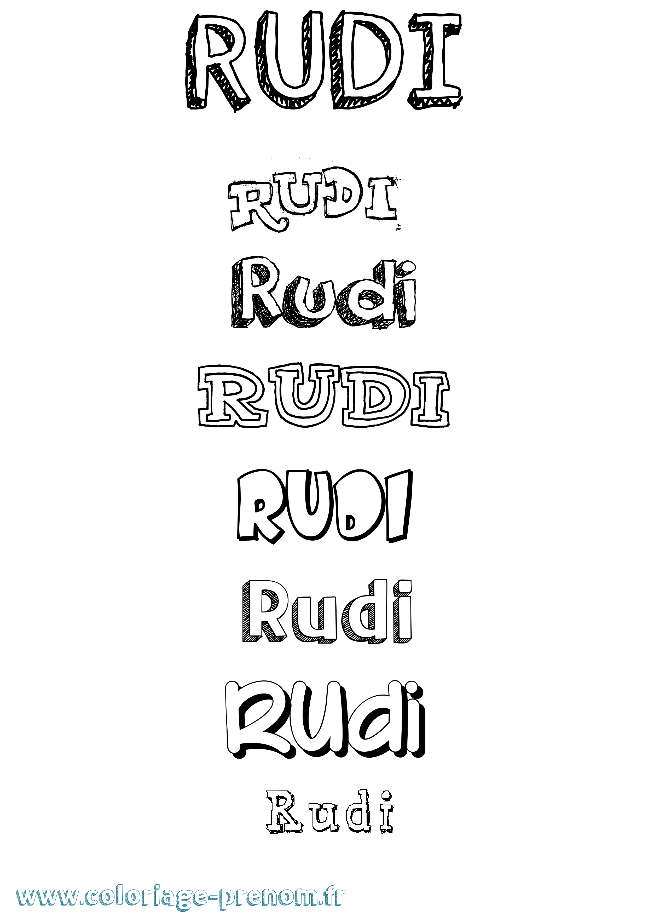Coloriage Rudi Dessiné Coloriage prénom Rudi Dessiné