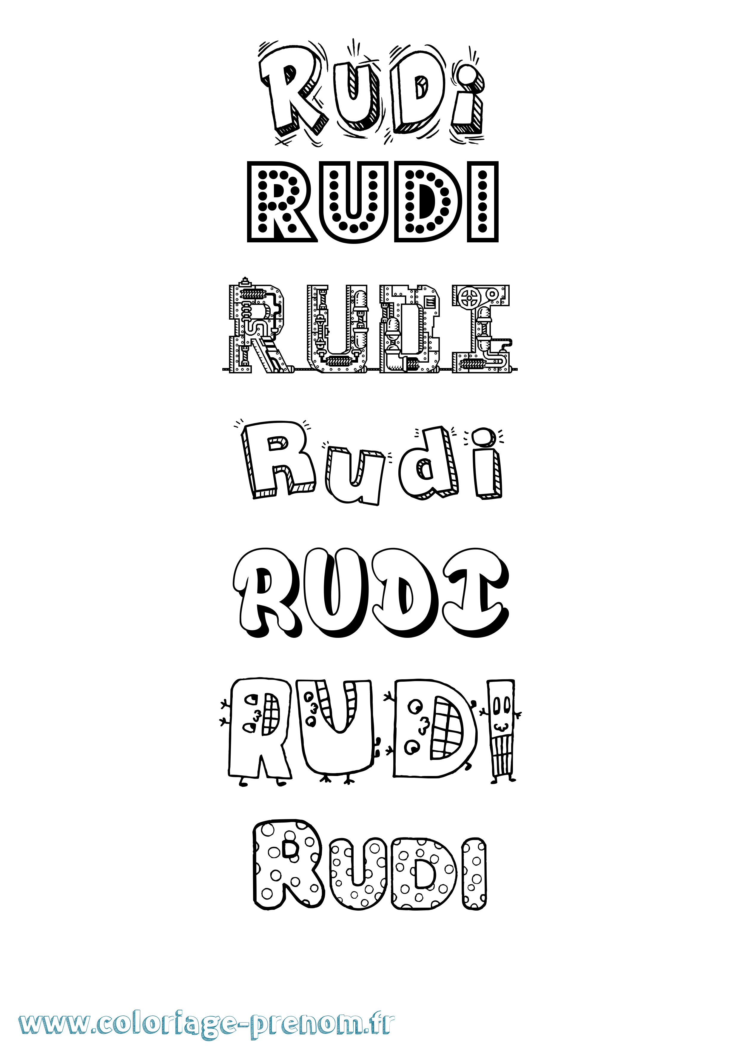 Coloriage Rudi Fun Coloriage prénom Rudi Fun
